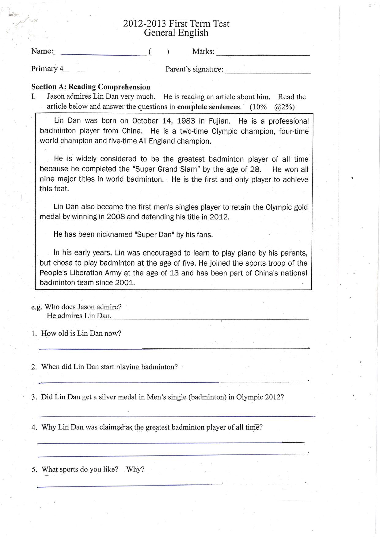 P4English試卷