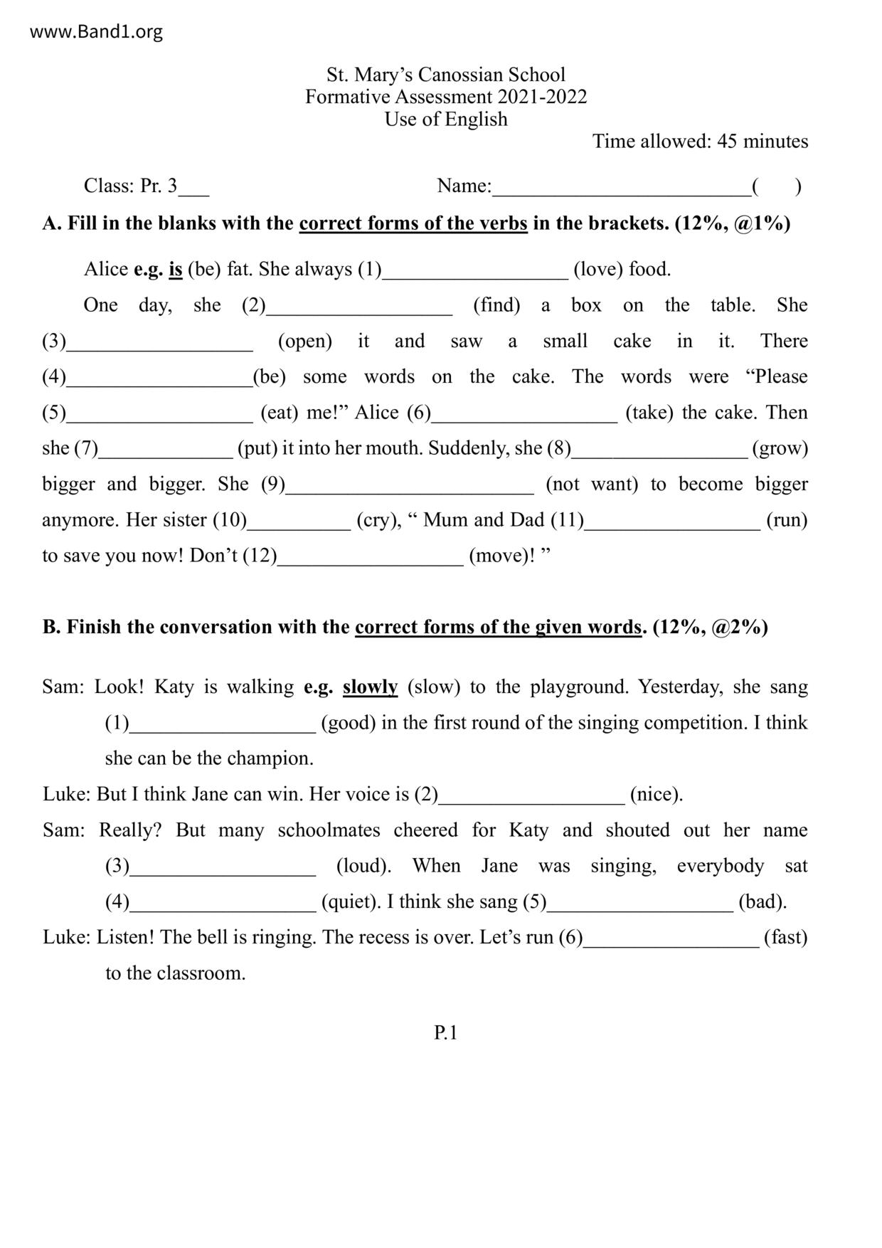 P3English試卷