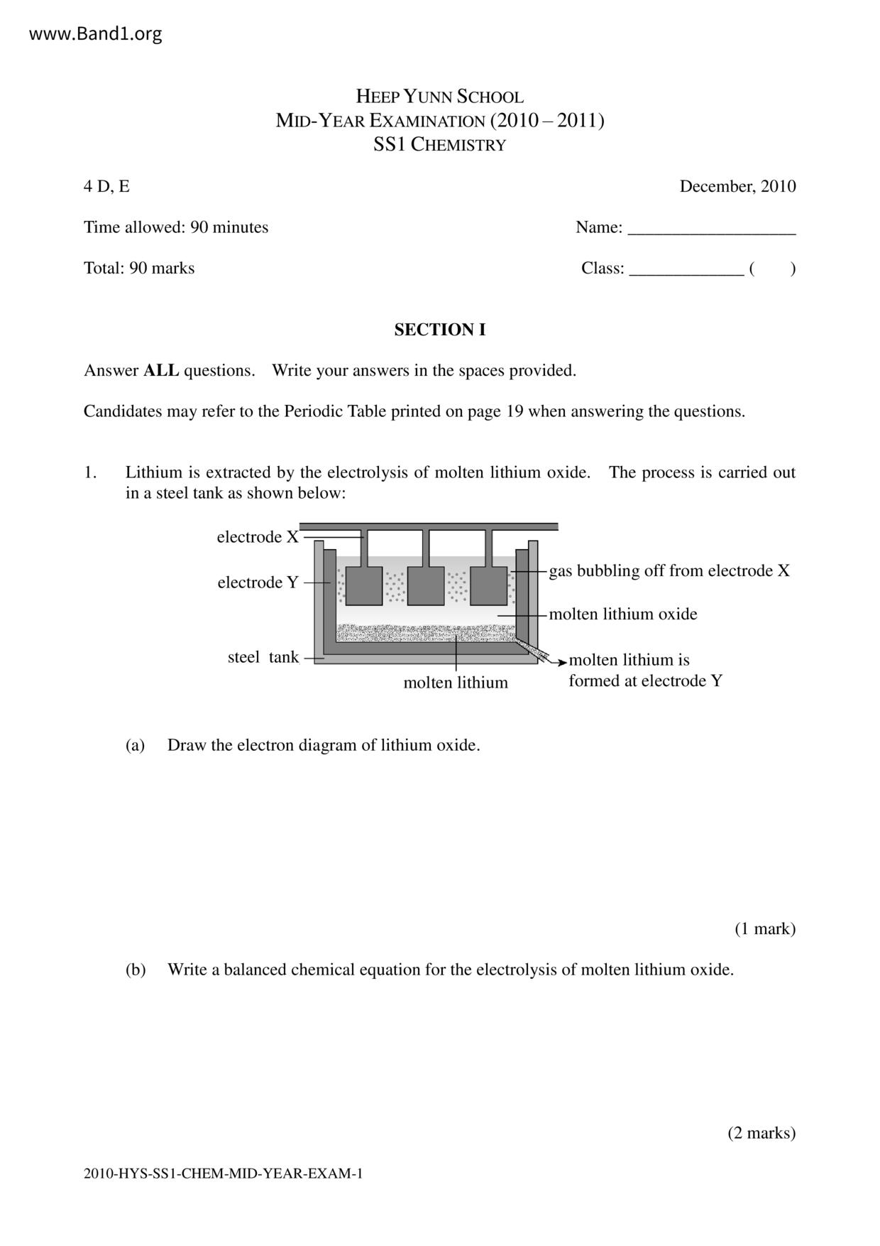 F1Chemistry試卷