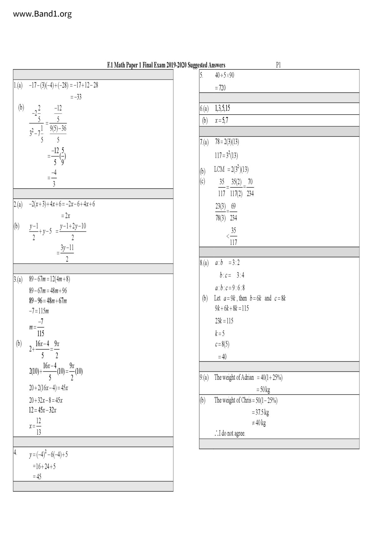 F1Maths試卷