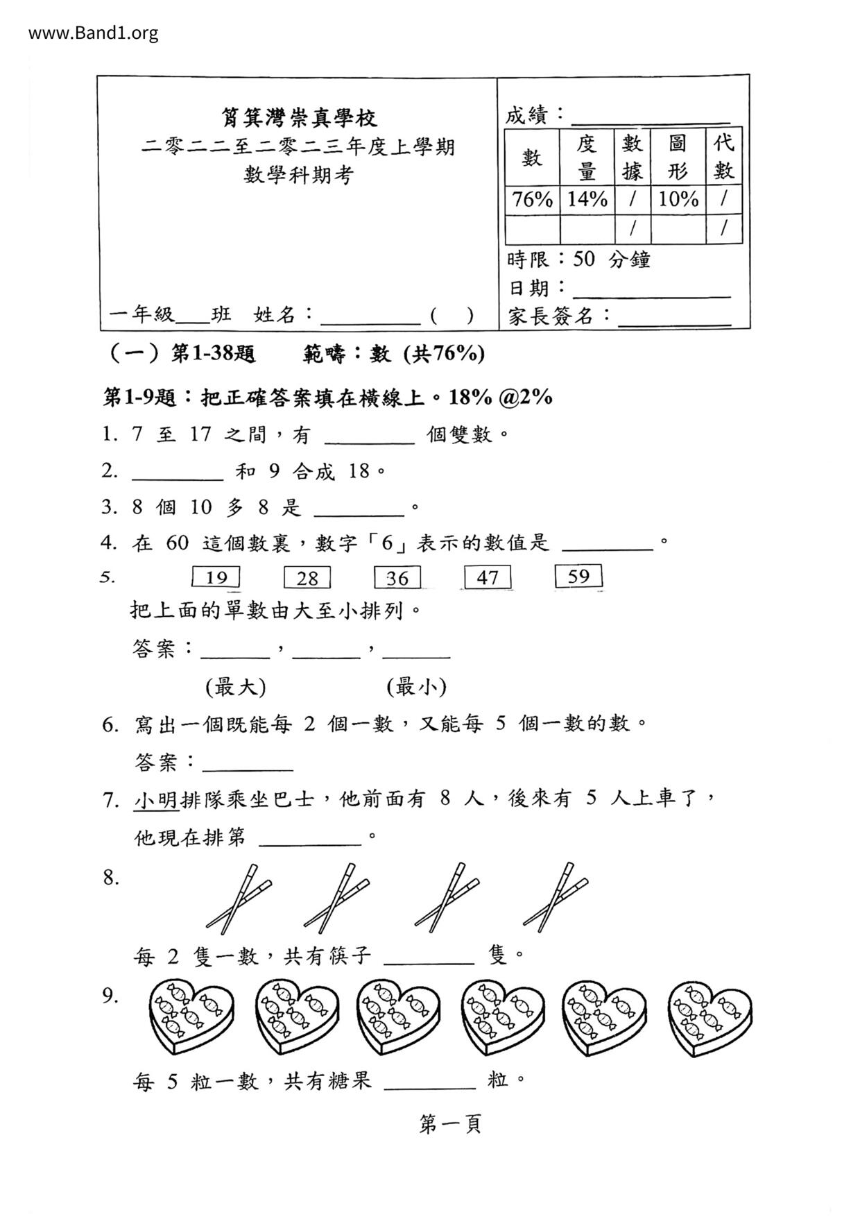 P1Maths試卷