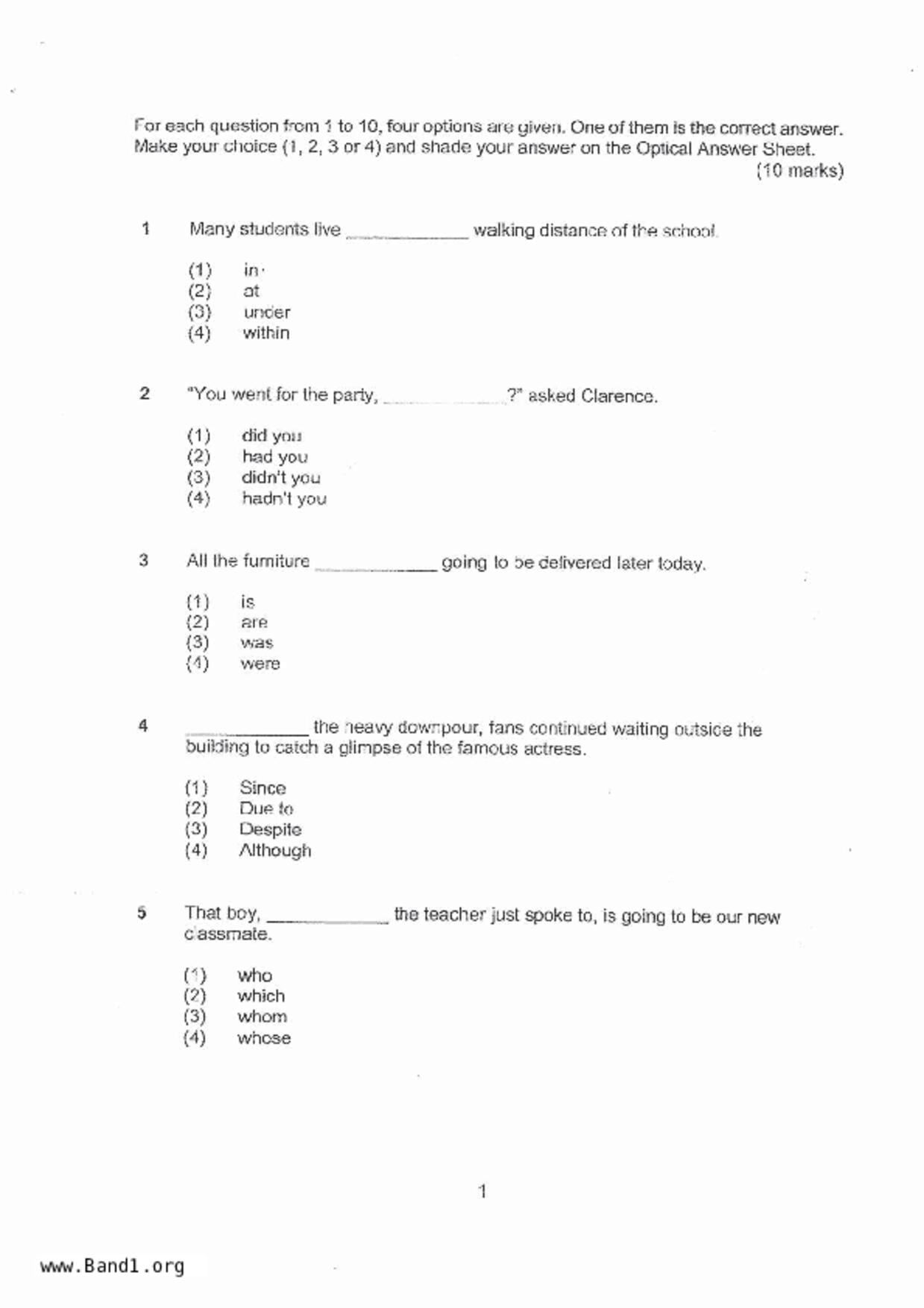 P5English試卷