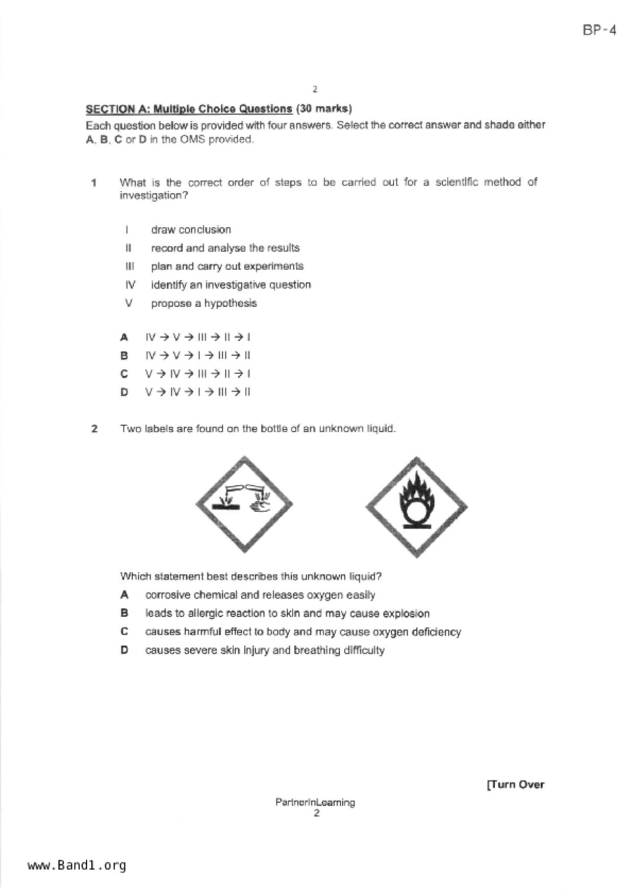 S1Science試卷