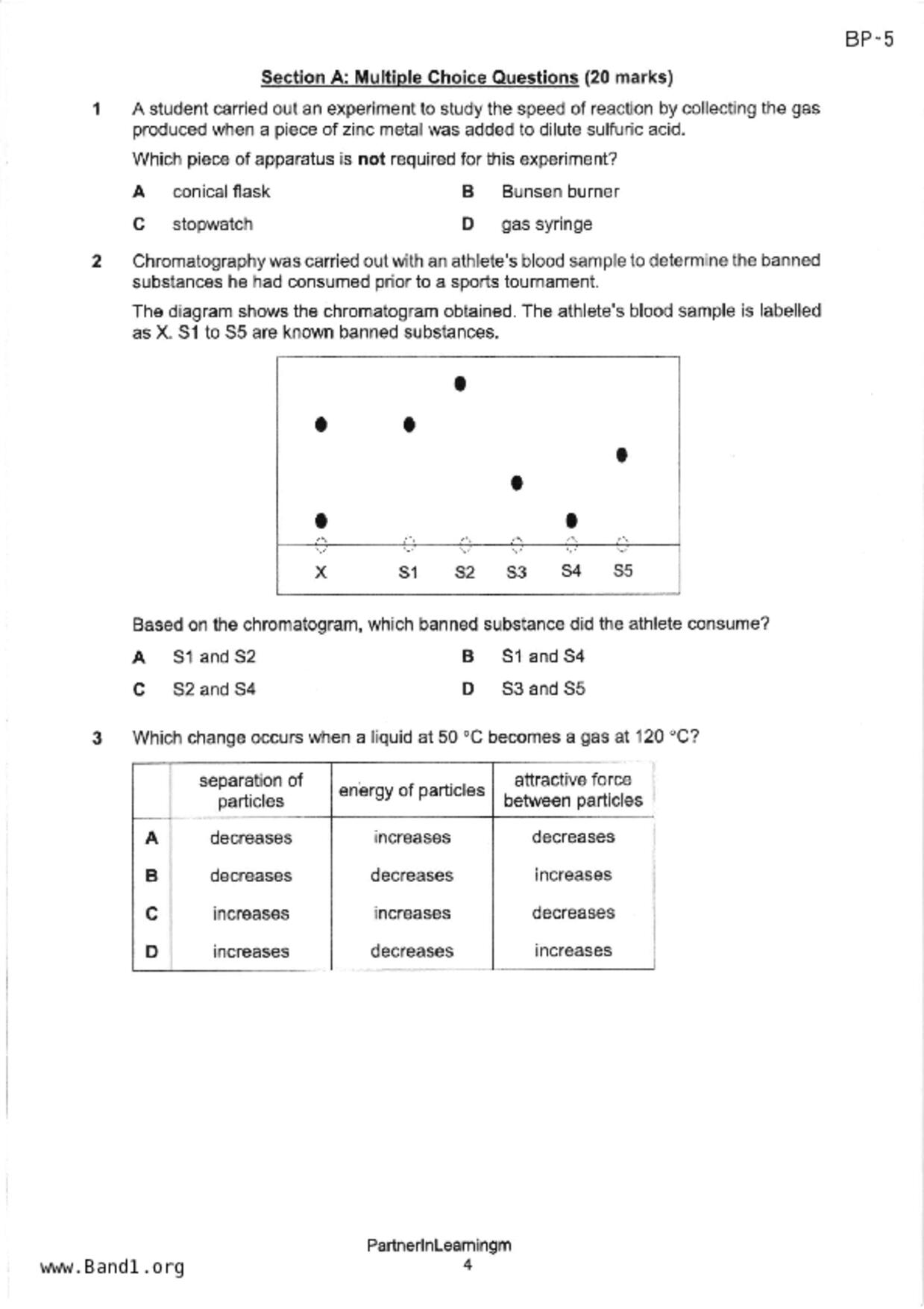 S3Science Chemistry試卷