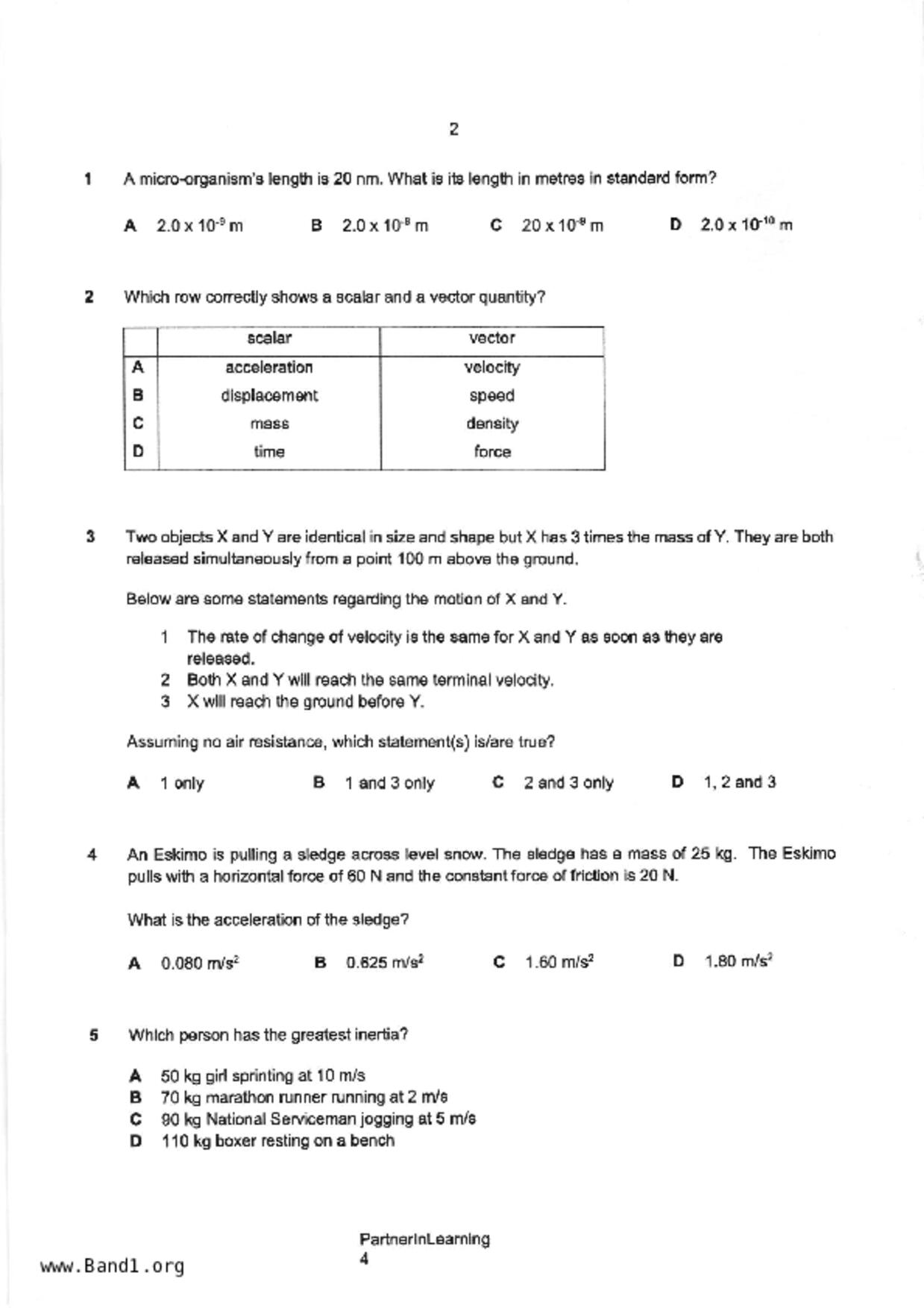 S3Science Physics試卷