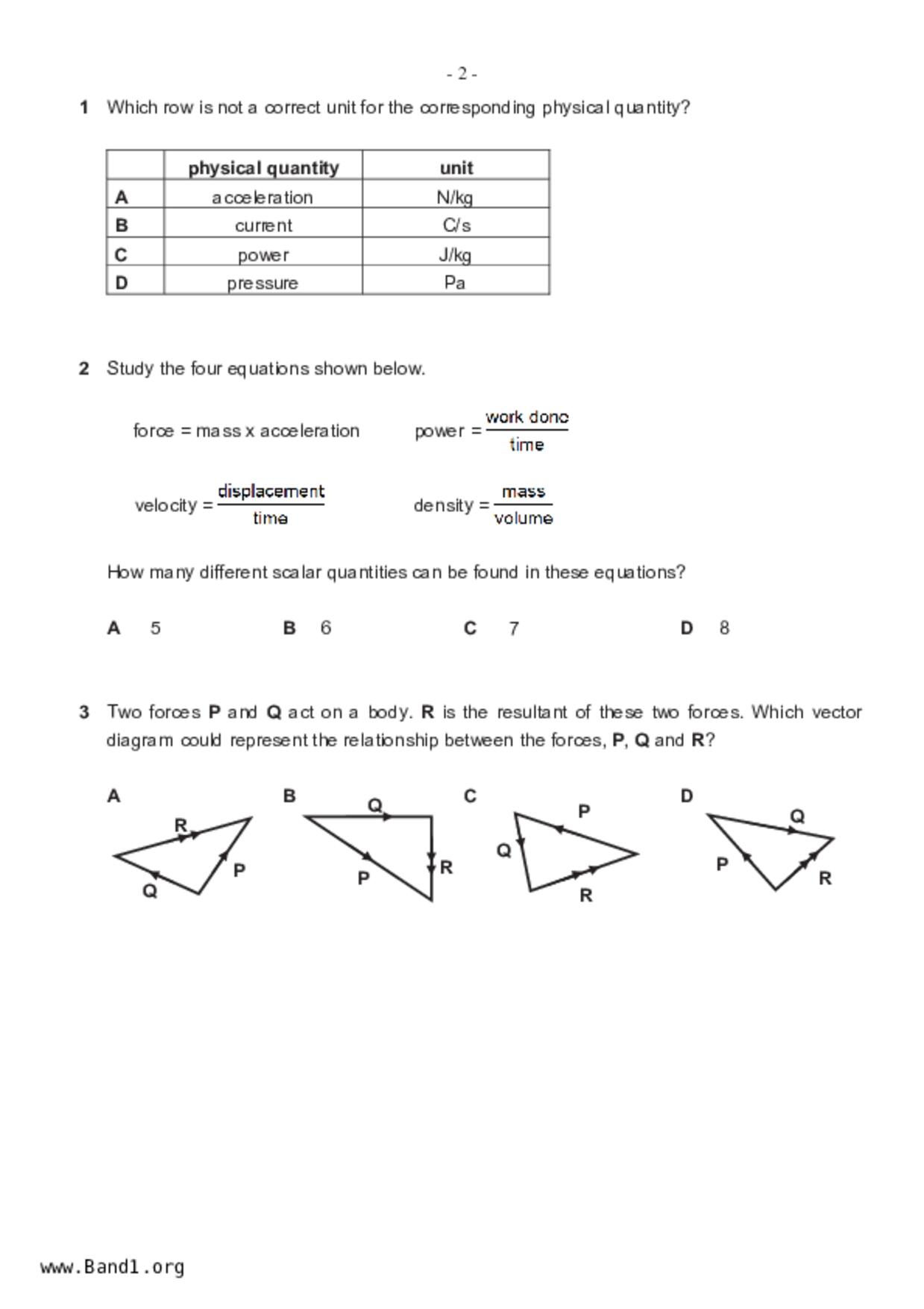 S5Science Physics試卷