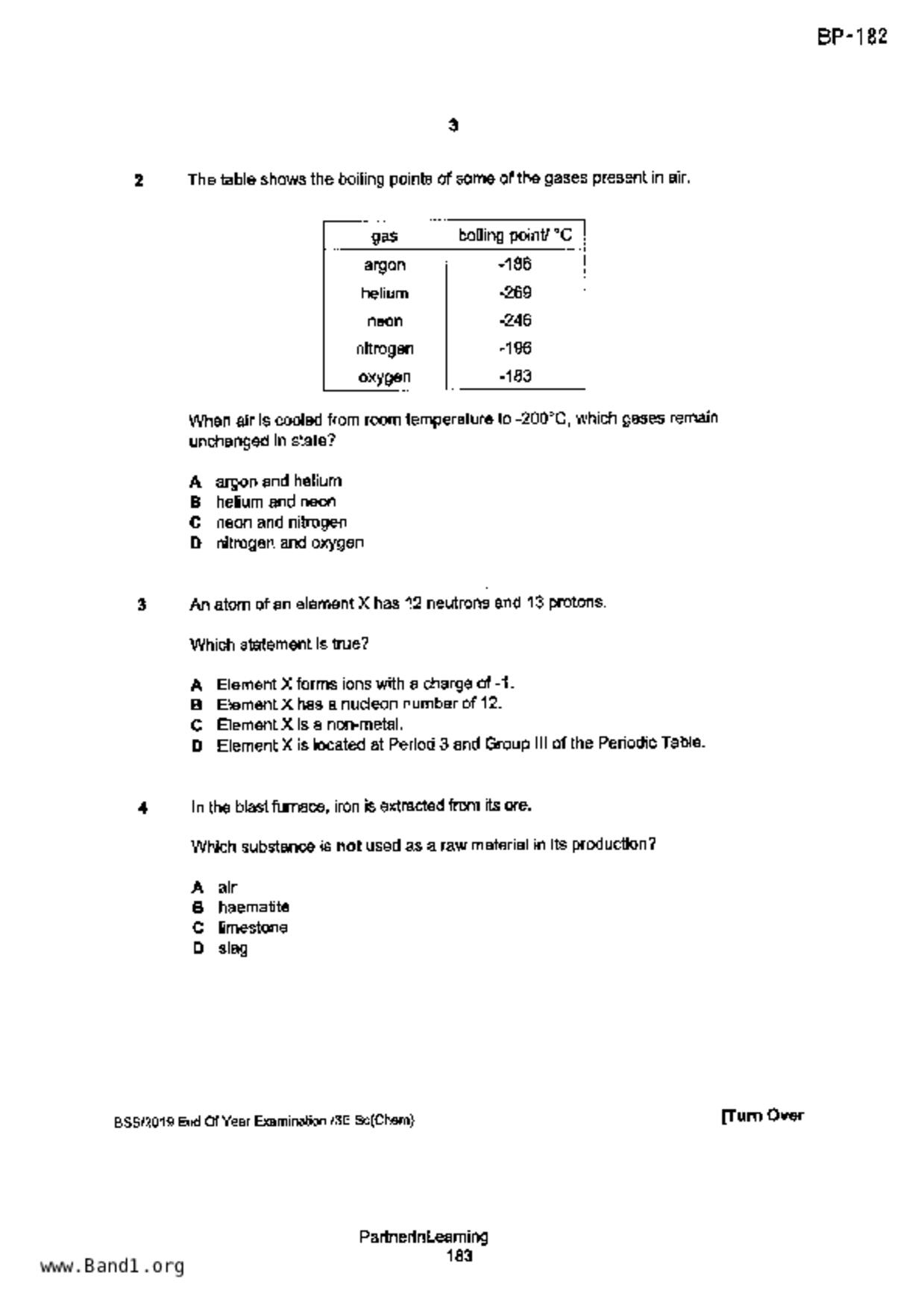 S3Science Chemistry試卷