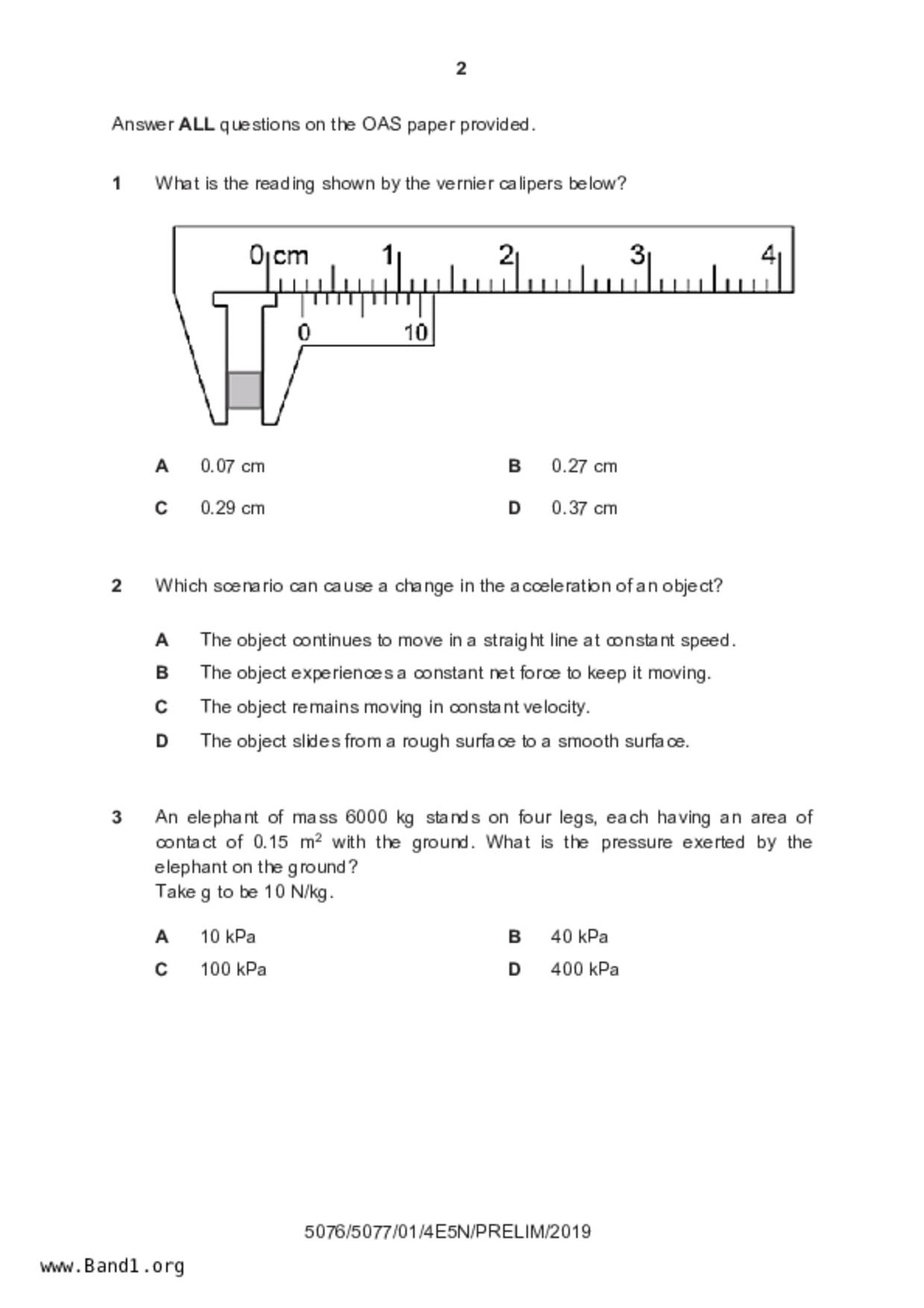 S5Science Physics試卷