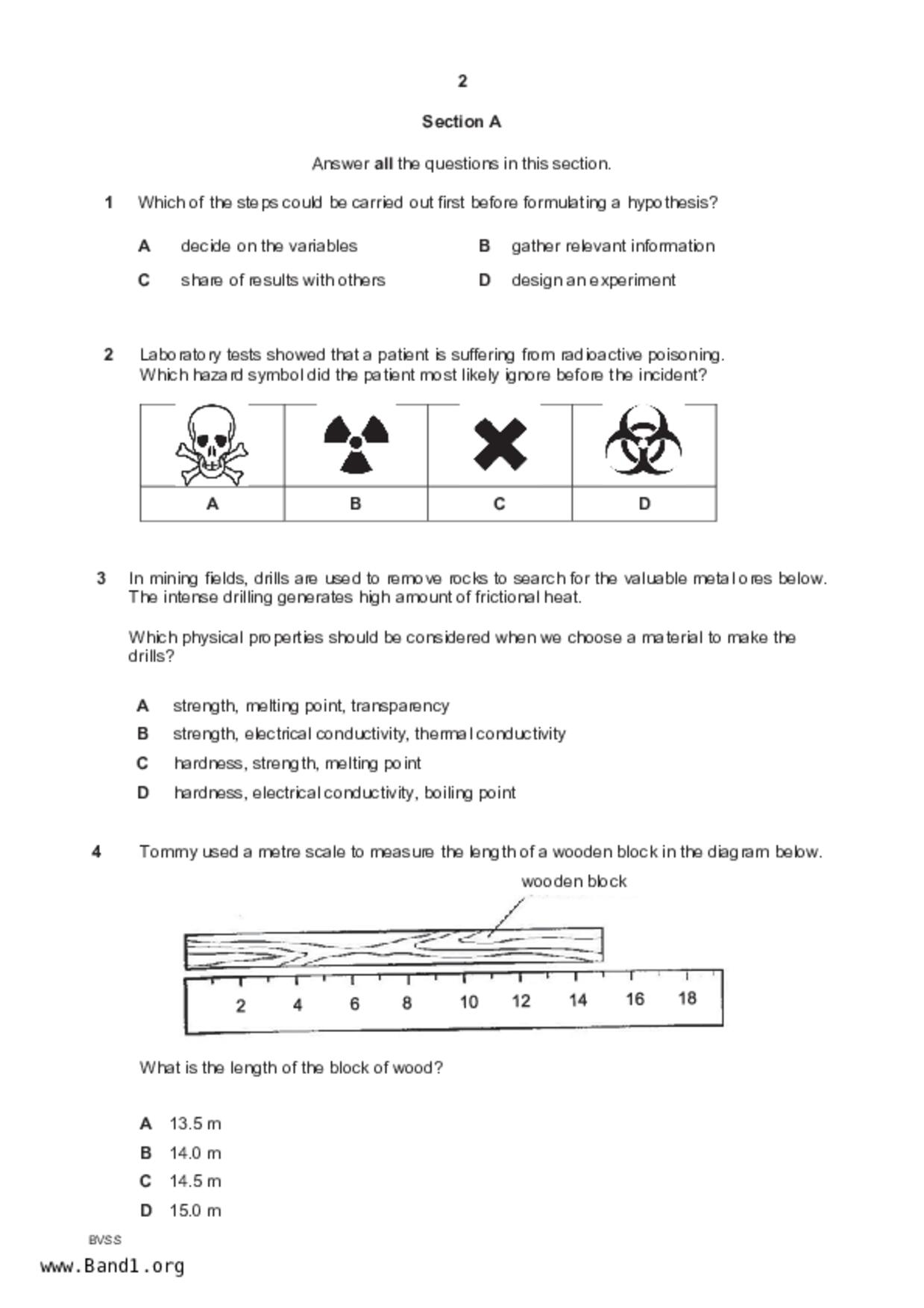 S1Science試卷