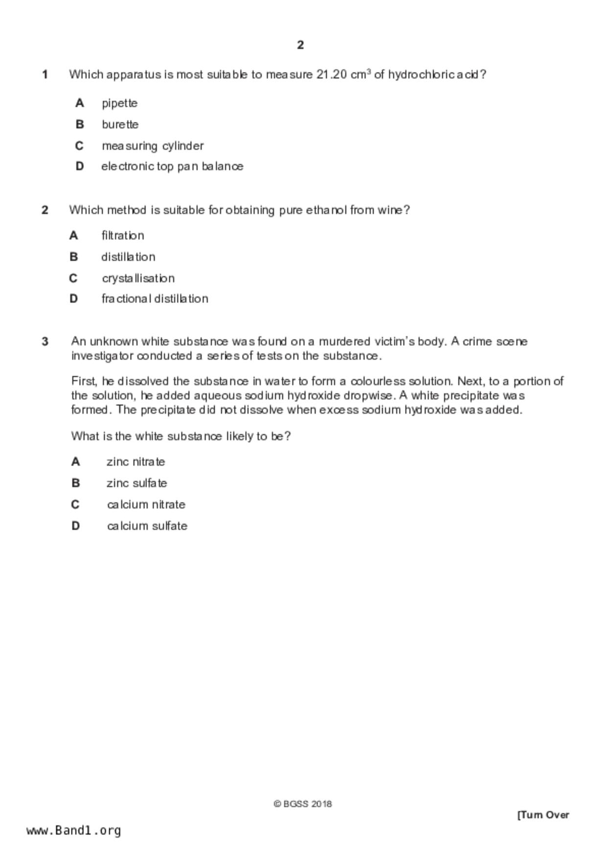 S5Science Chemistry試卷