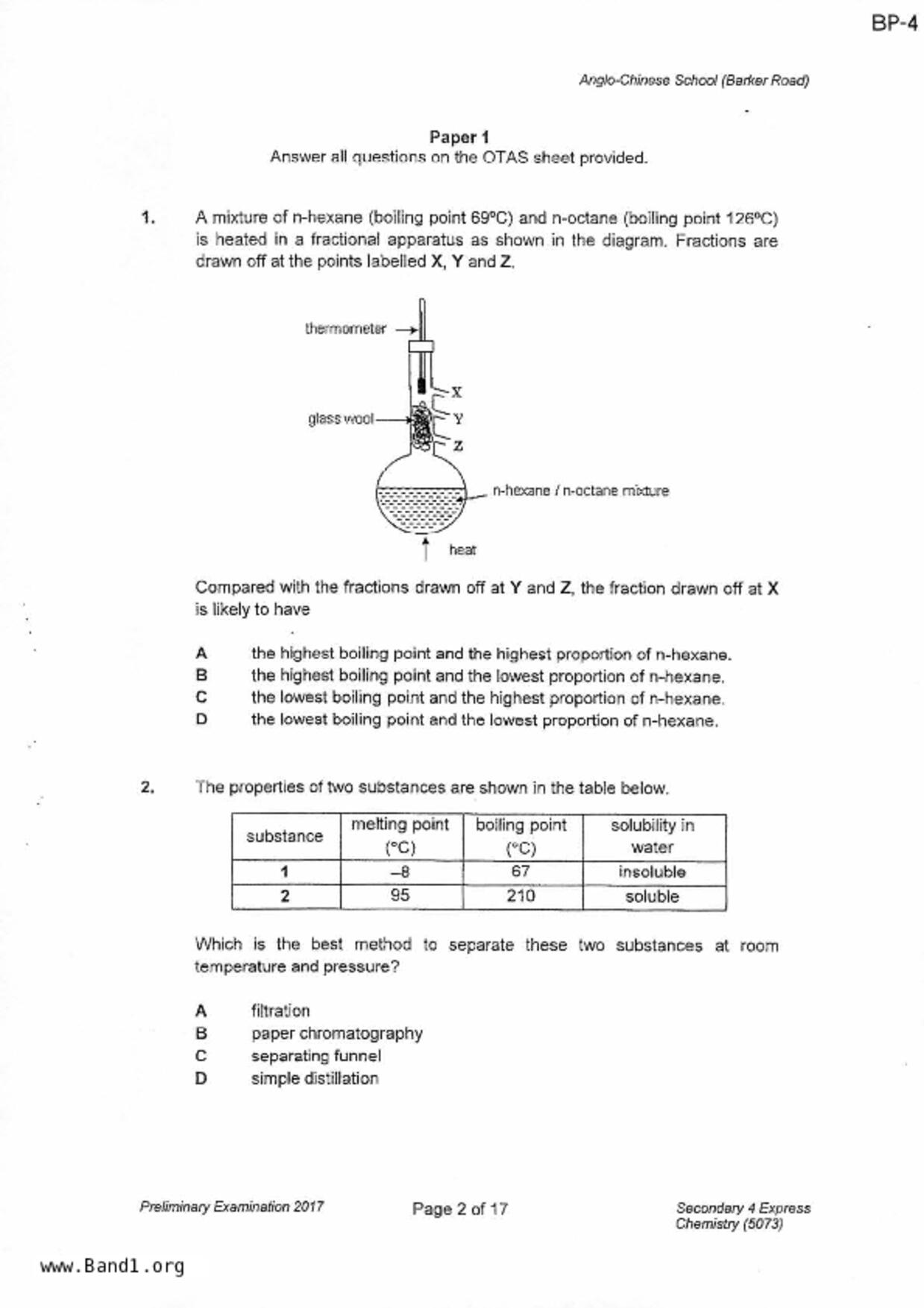 S5Pure Chemistry試卷