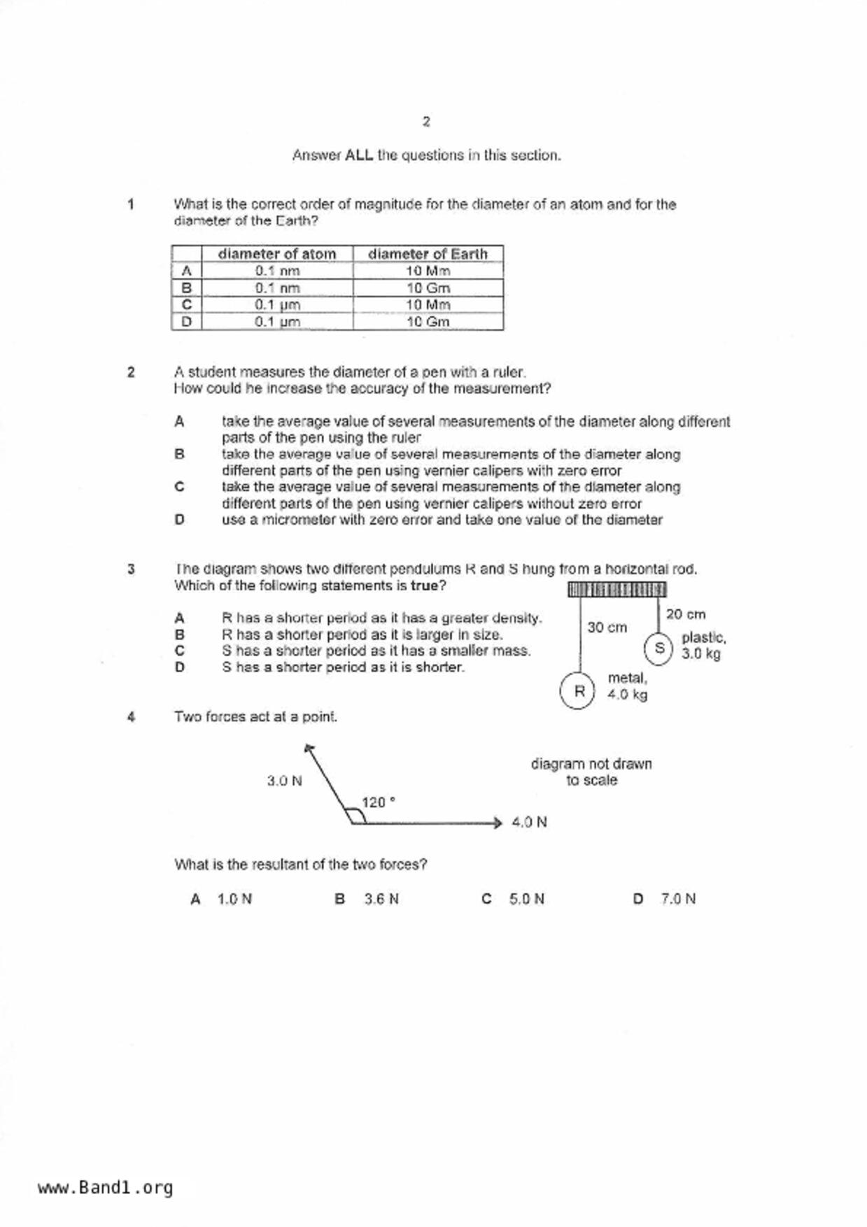 S5Pure Physics試卷