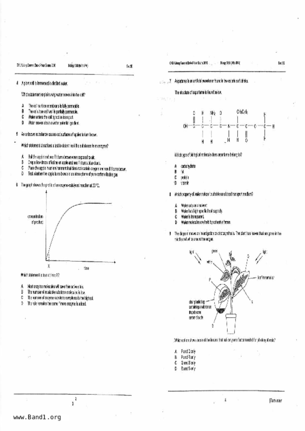 S3Pure Biology試卷