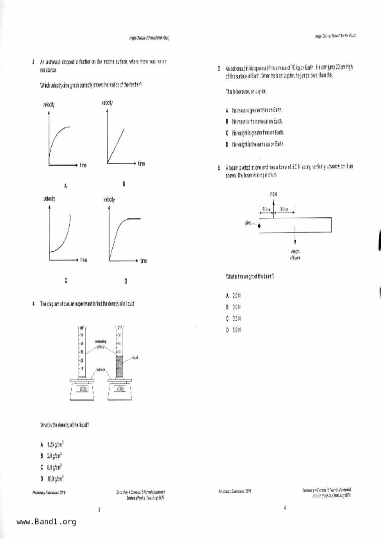 S5Combine Science (Physics / Chemistry)試卷