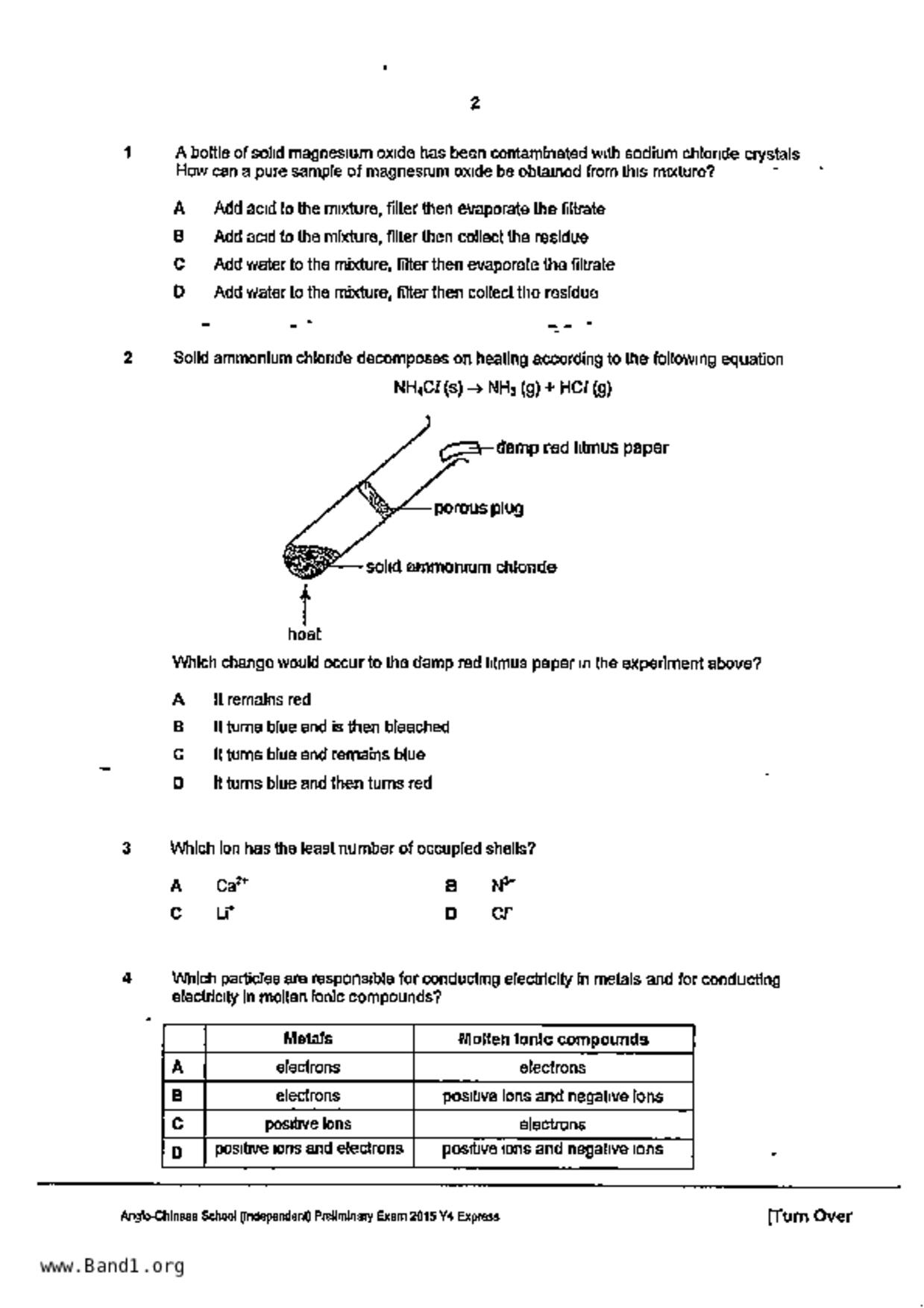 S5Pure Chemistry試卷