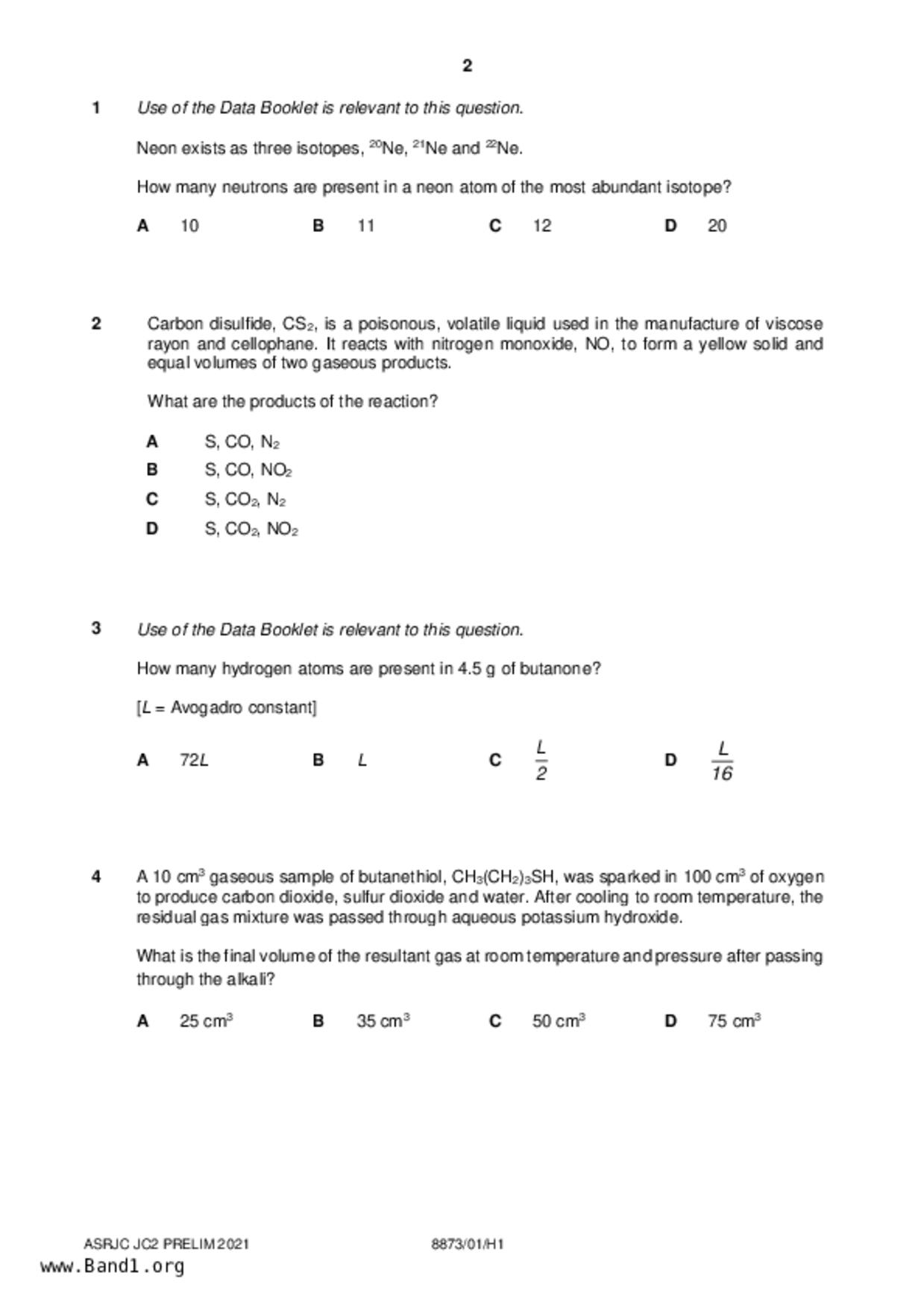 JC2Chemistry試卷