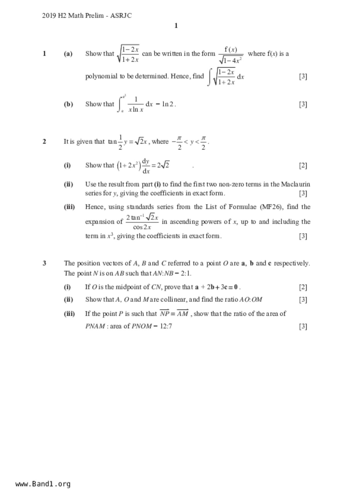 JC2Maths試卷