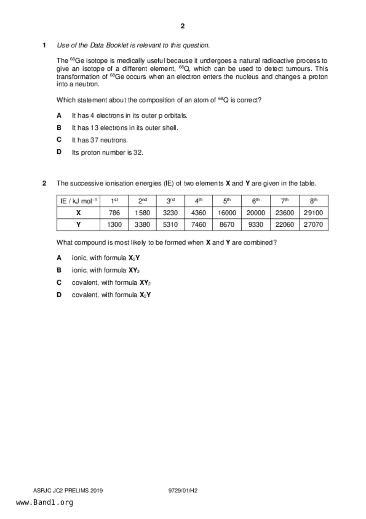 JC2Chemistry試卷