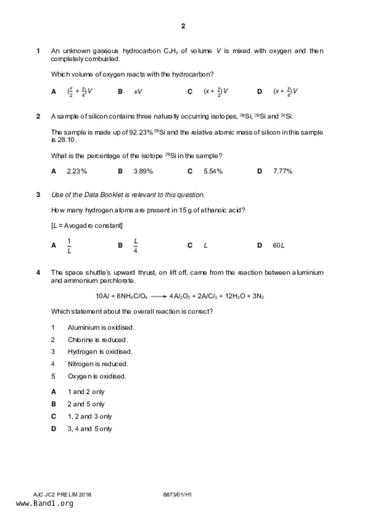 JC2Chemistry試卷