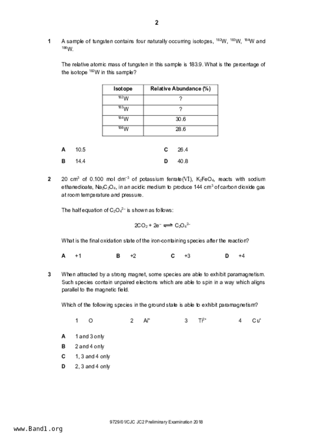 JC2Chemistry試卷