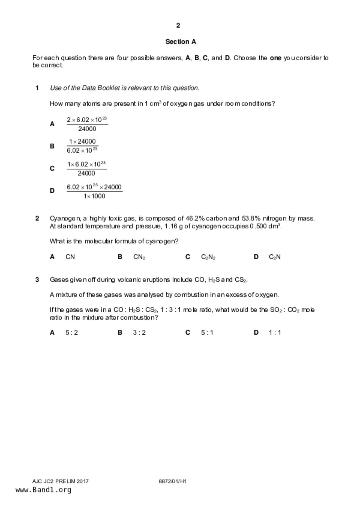 JC2Chemistry試卷