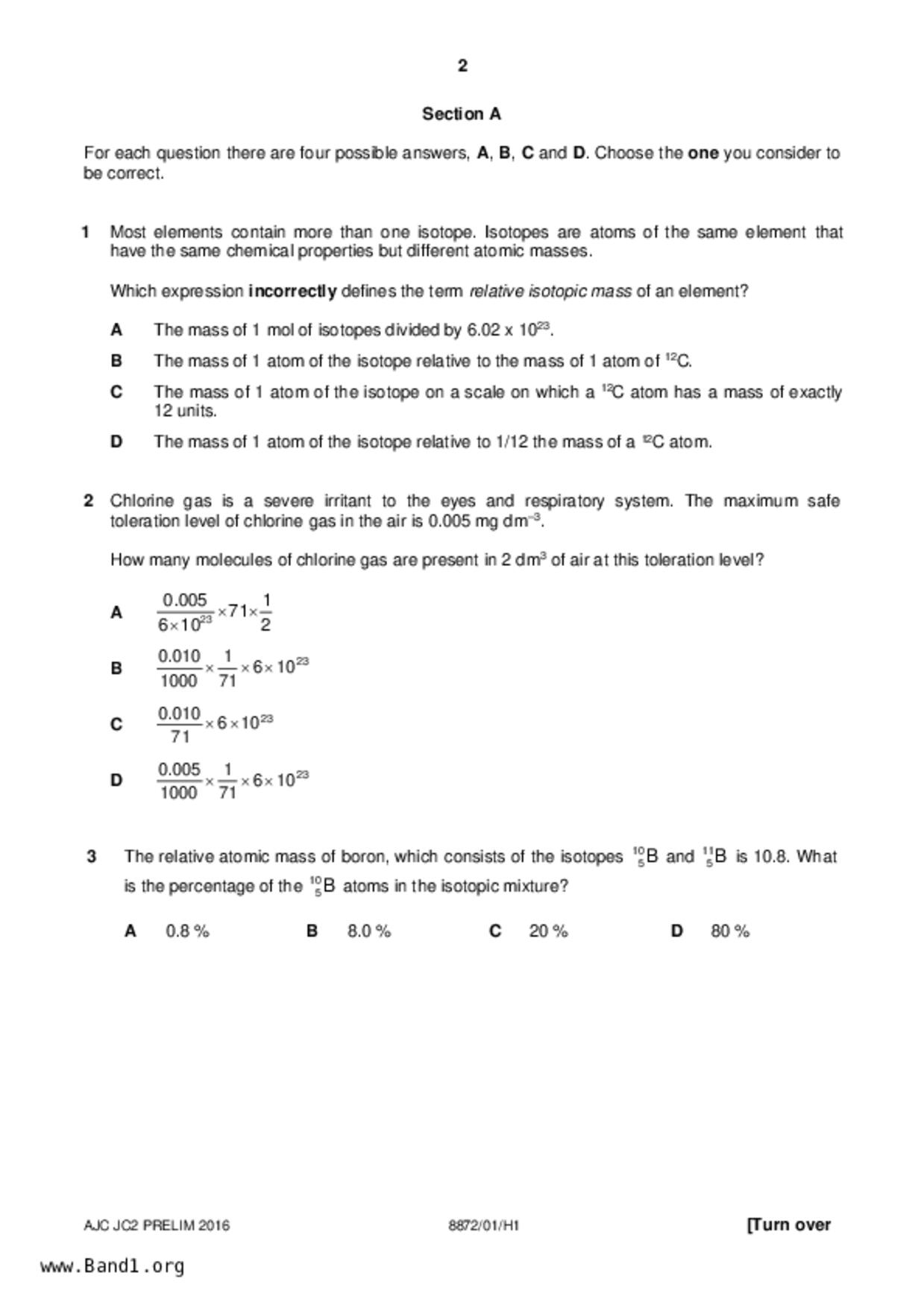 JC2Chemistry試卷