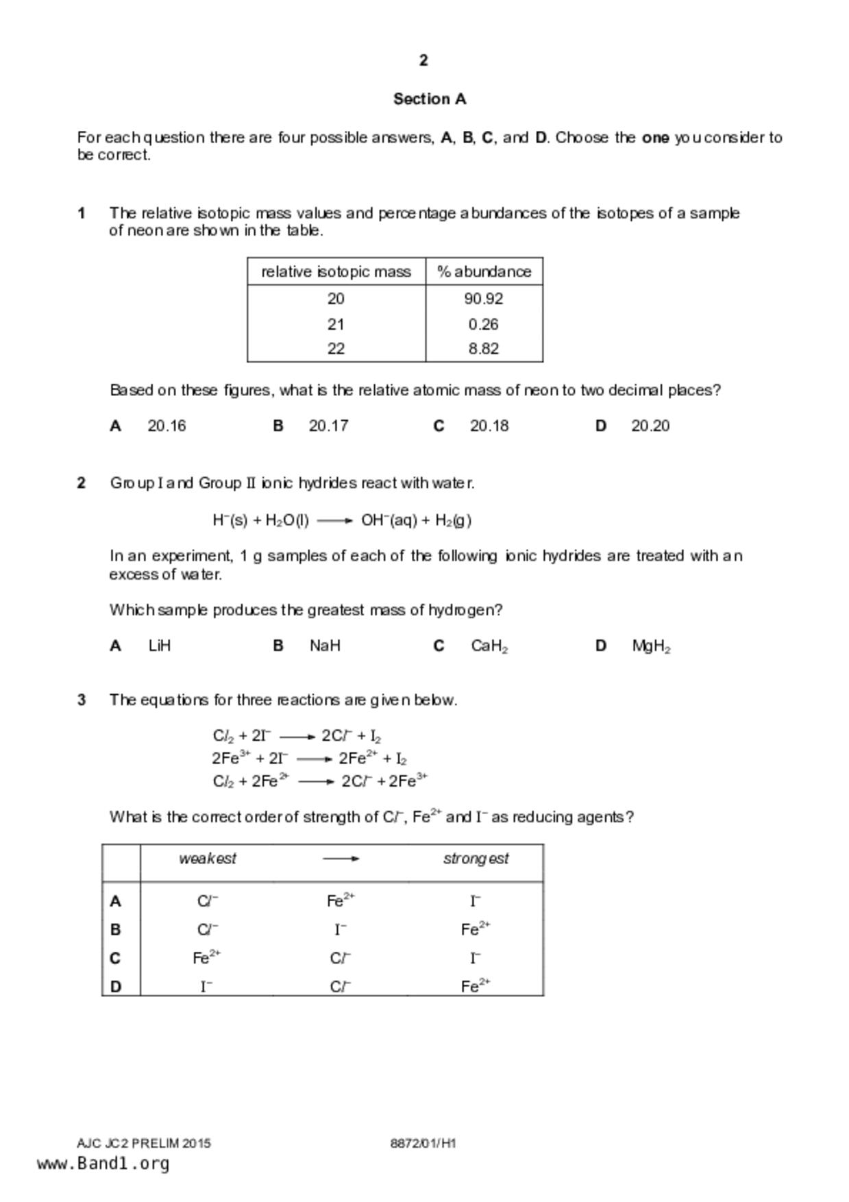 JC2Chemistry試卷