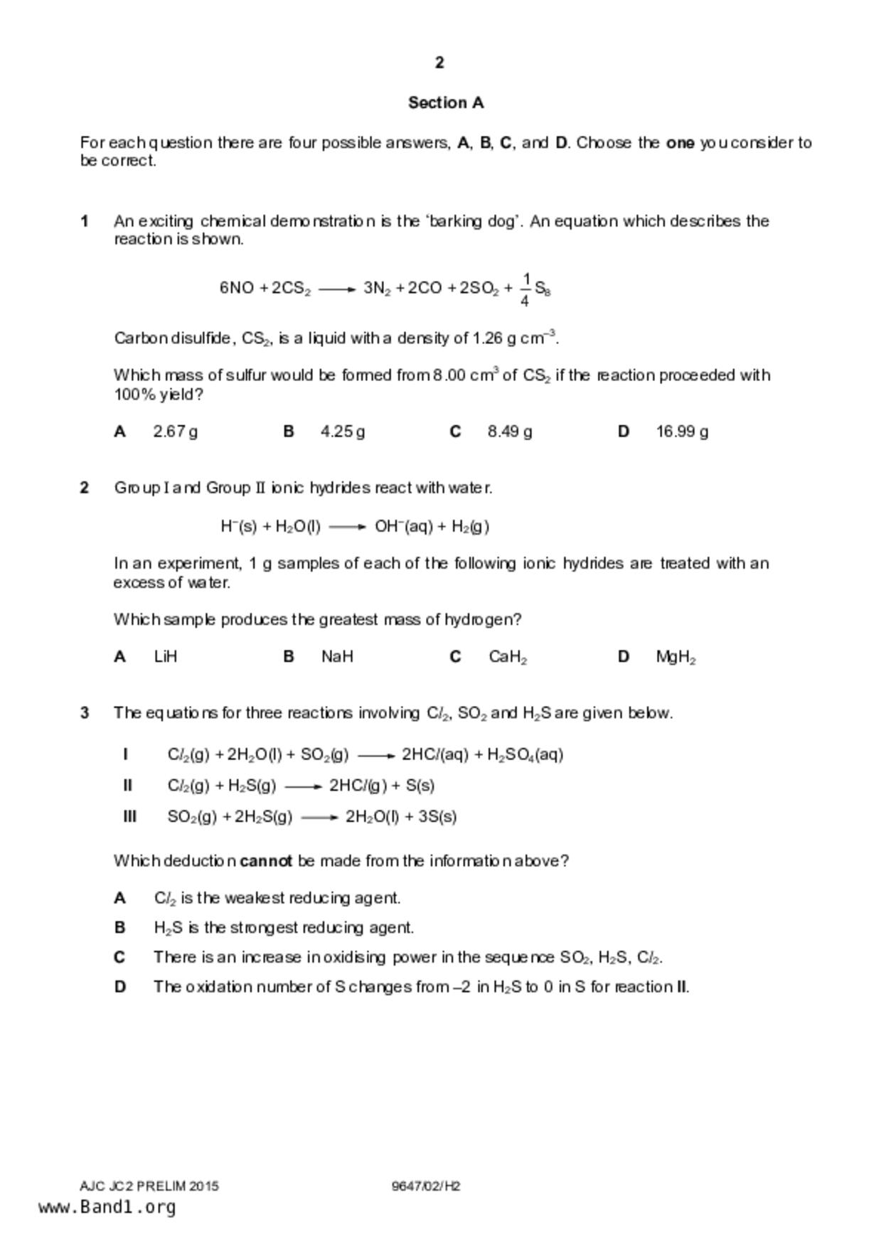 JC2Chemistry試卷