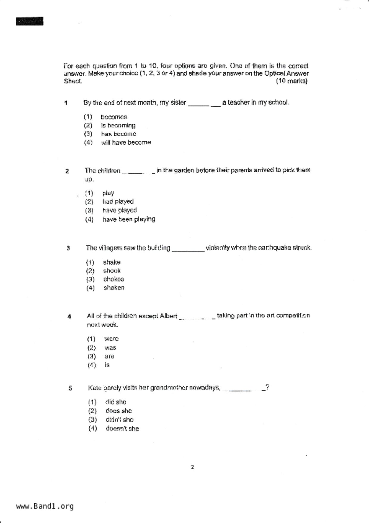 P5English試卷