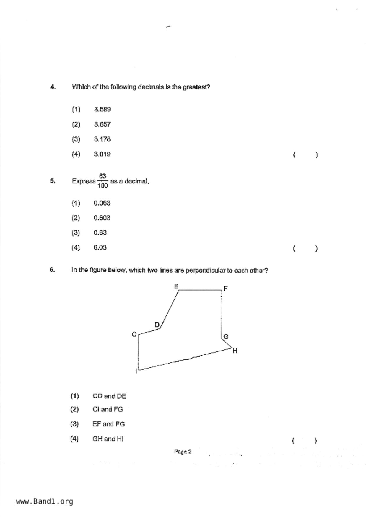 P4Maths試卷