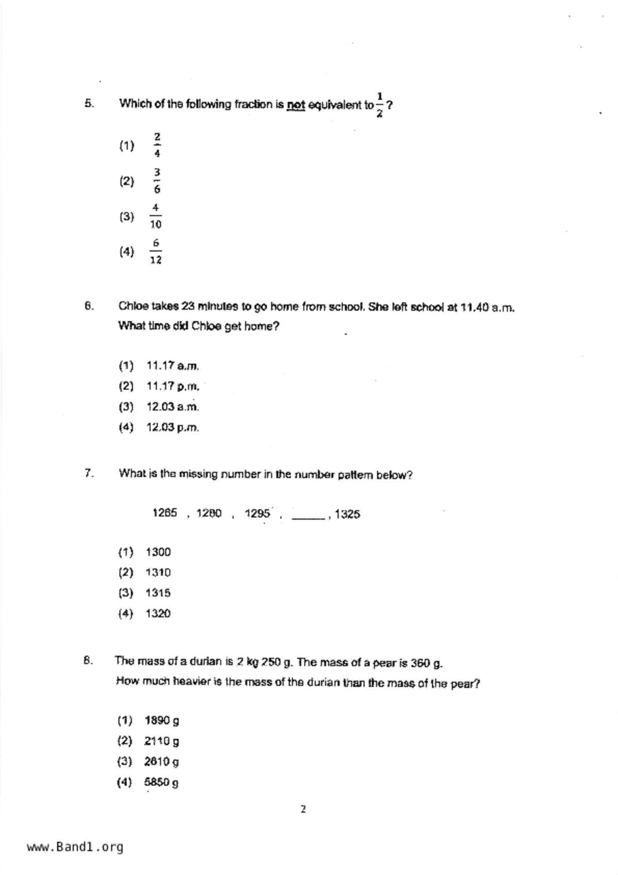 P3Maths試卷