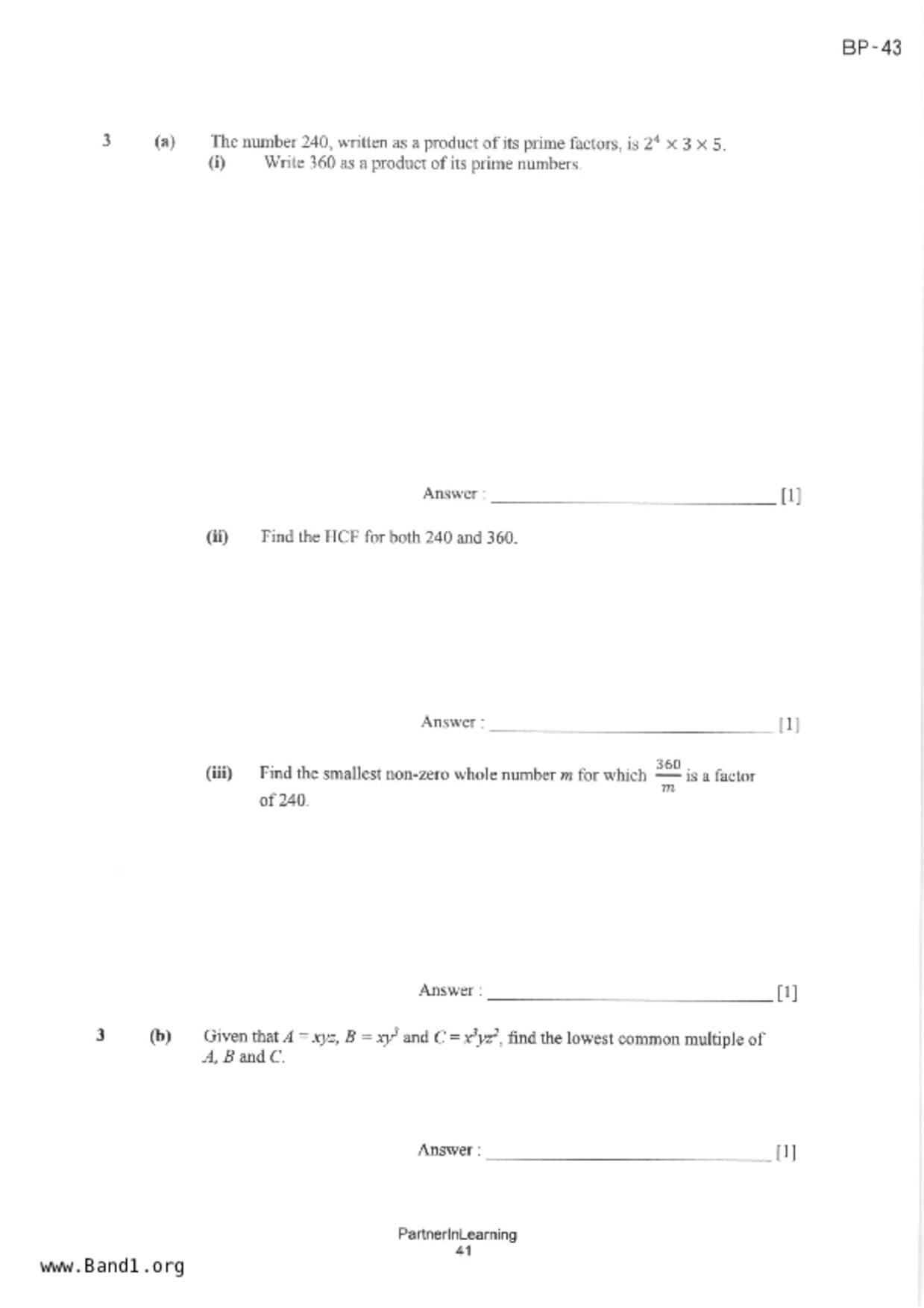 S1Maths試卷