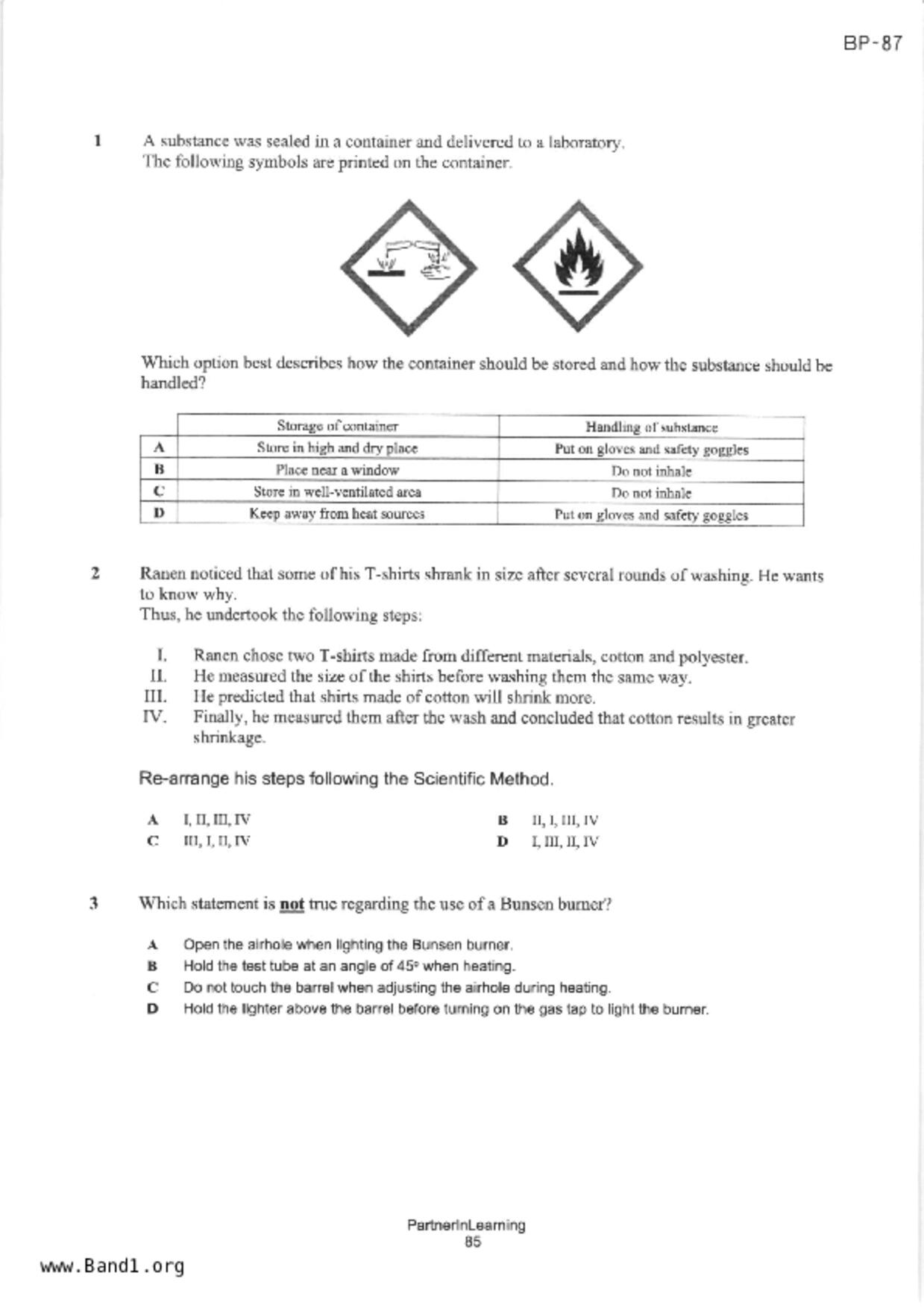 S1Science試卷