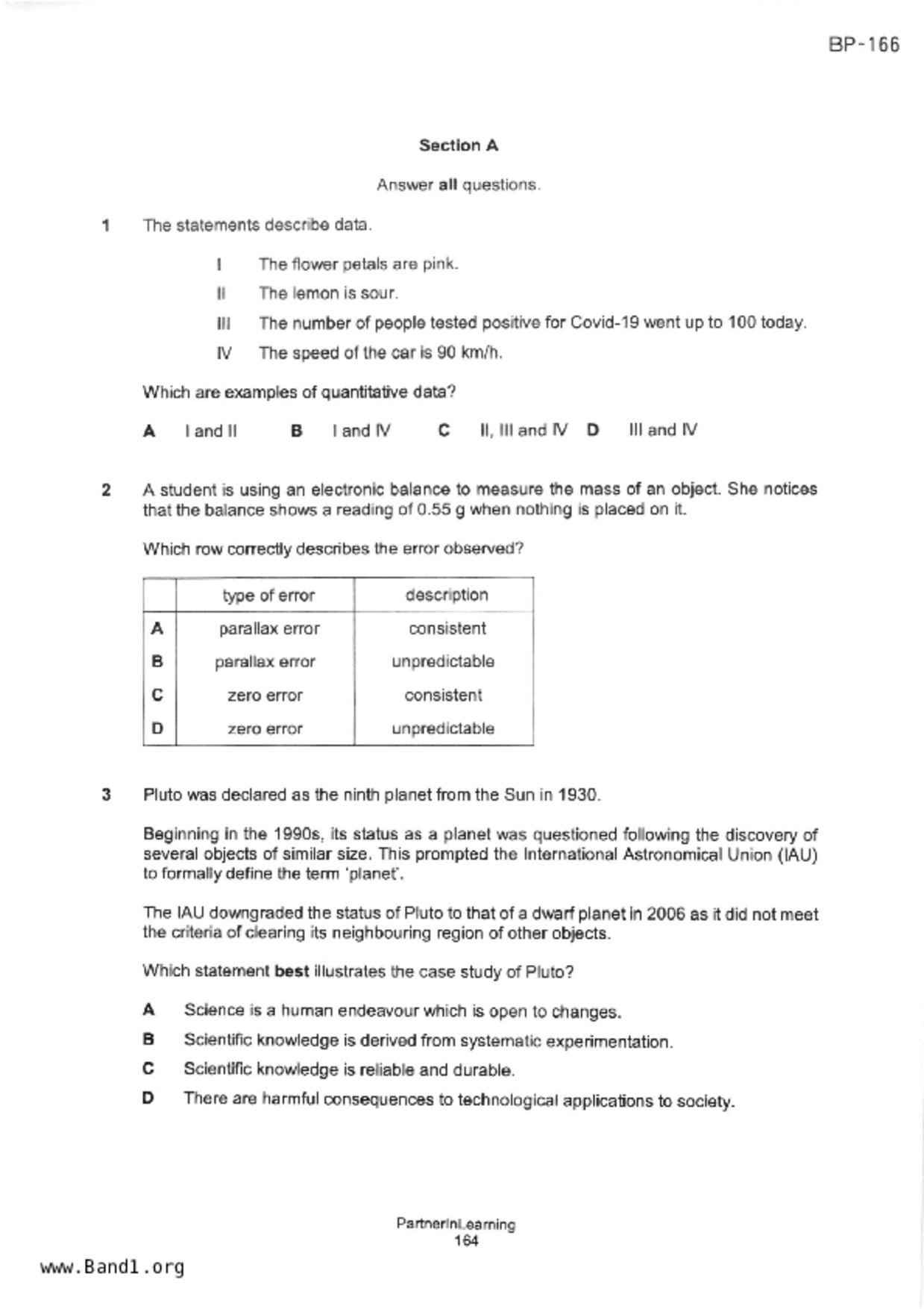 S1Science試卷