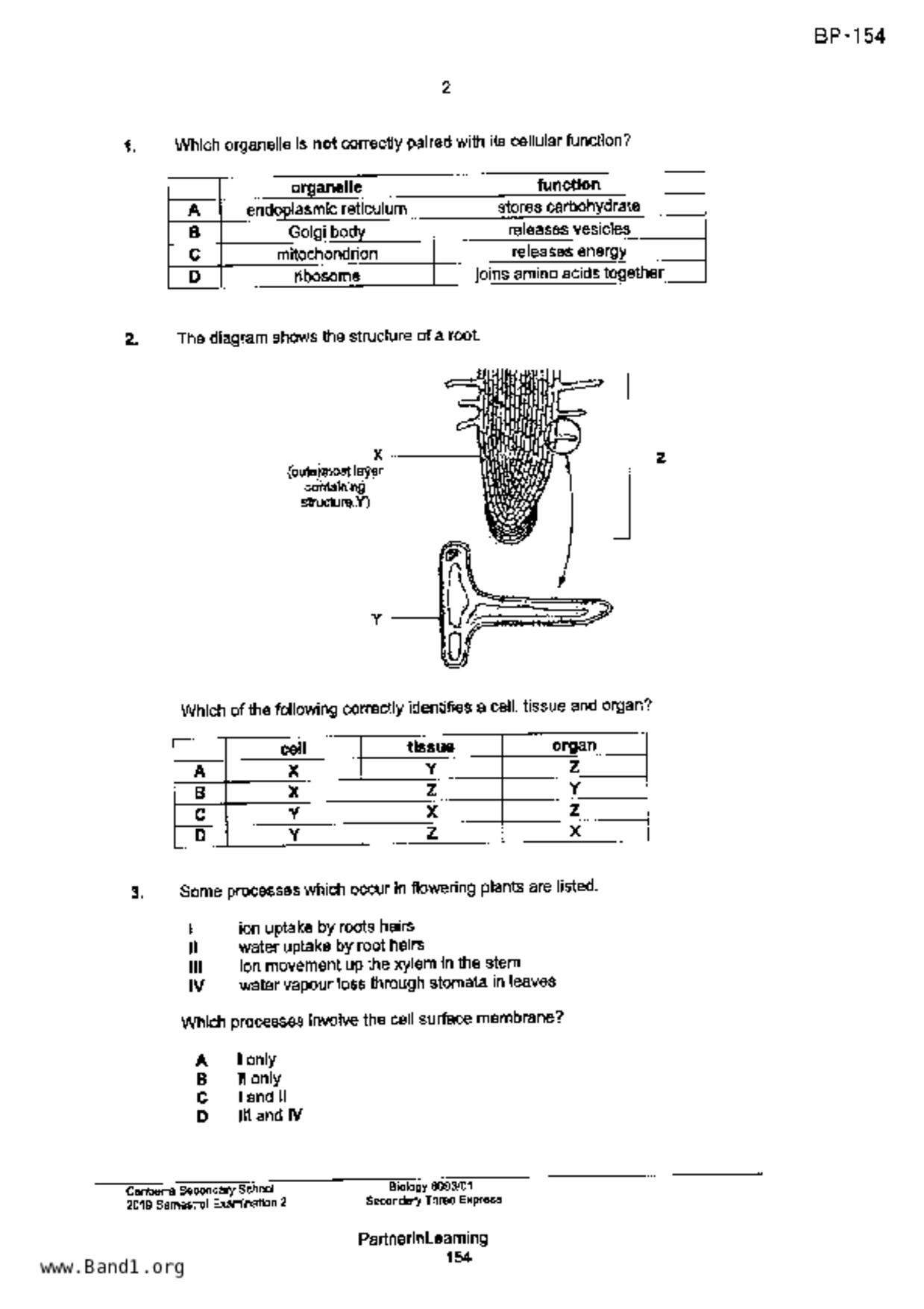 S3Pure Biology試卷