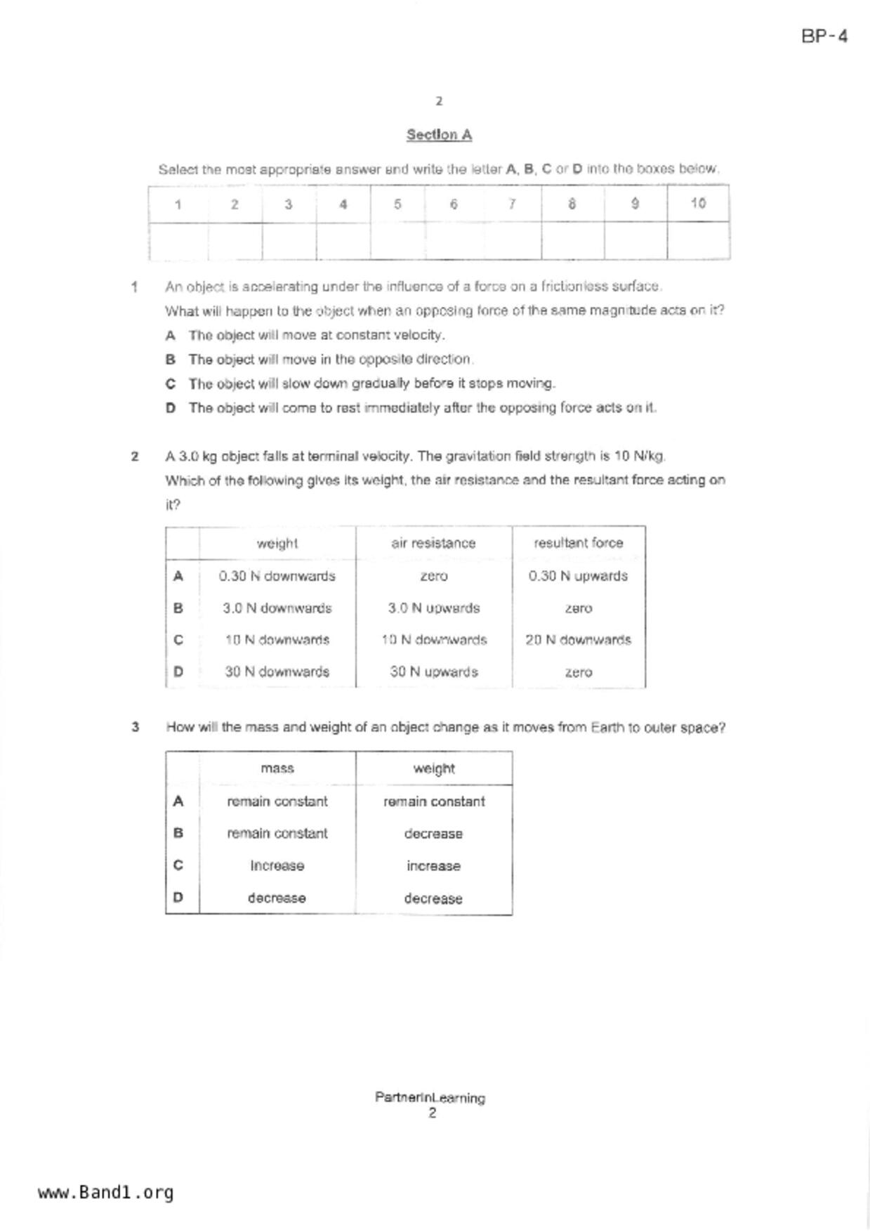 S3Pure Physics試卷