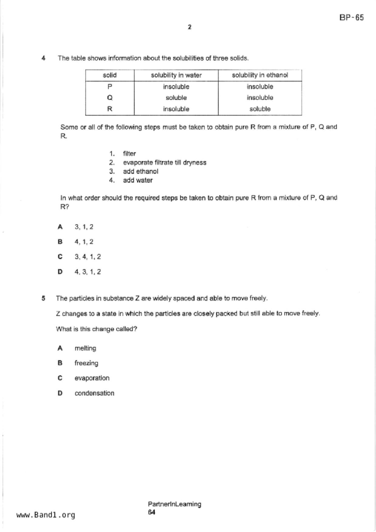 S3Science Chemistry試卷