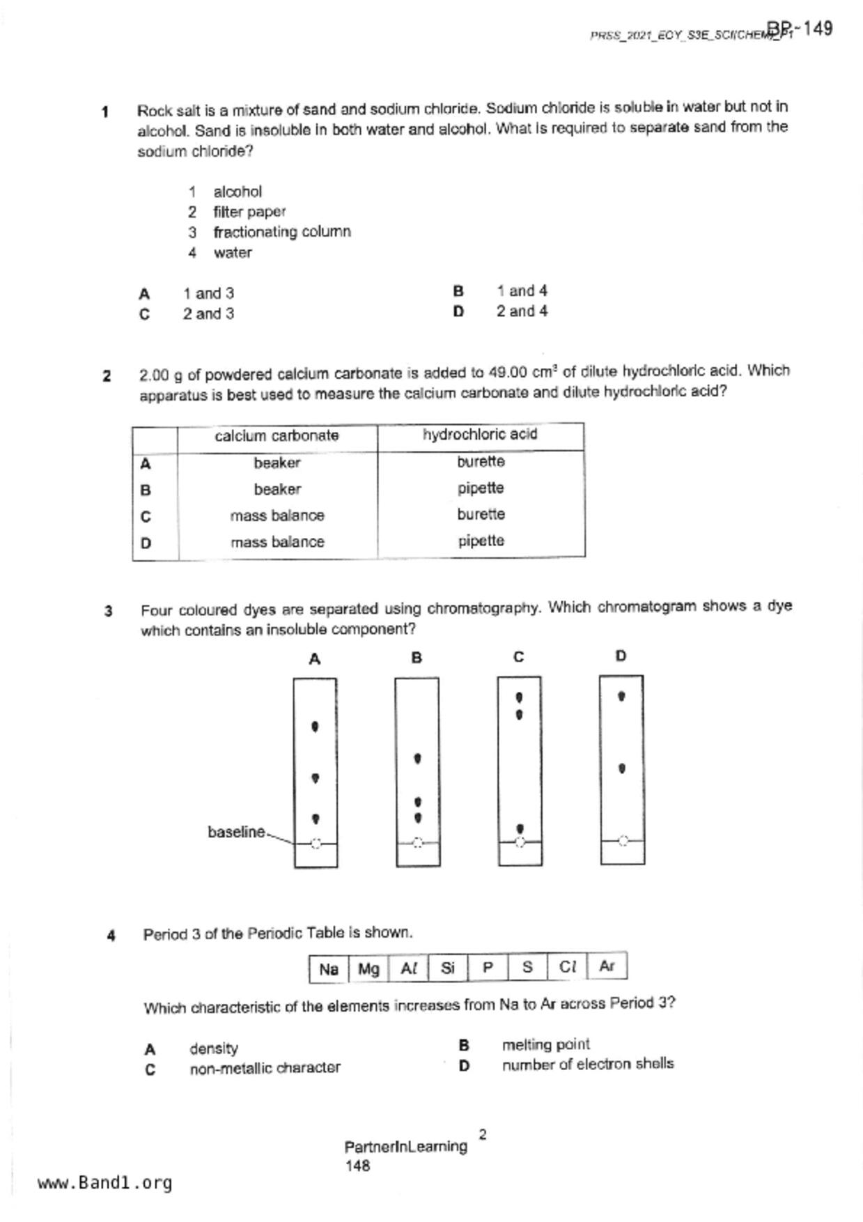S3Science Chemistry試卷