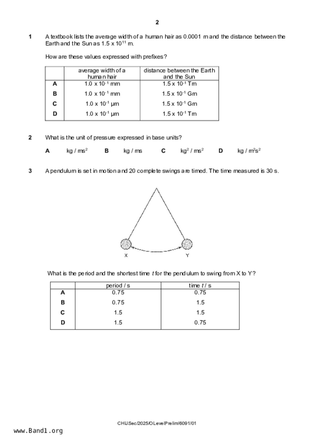 S5Pure Physics試卷