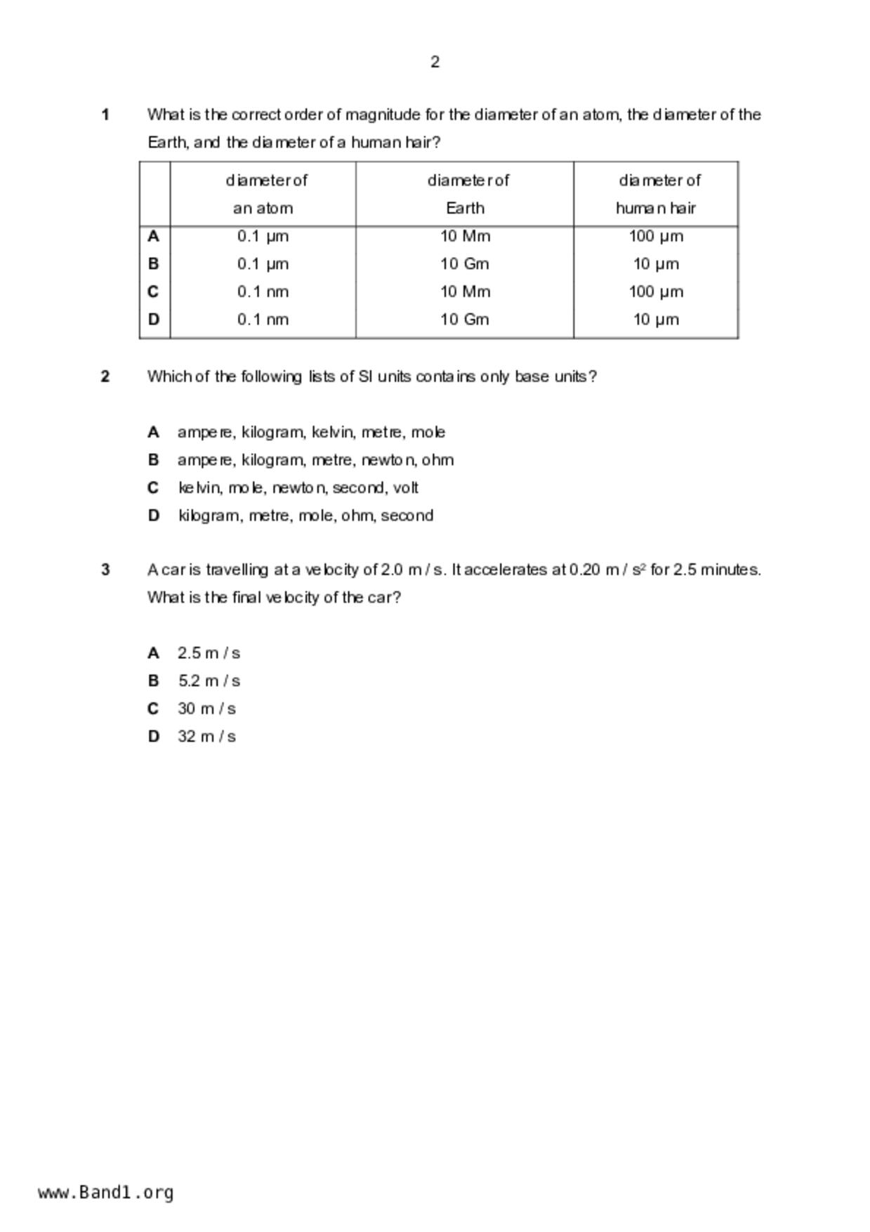 S5Pure Physics試卷