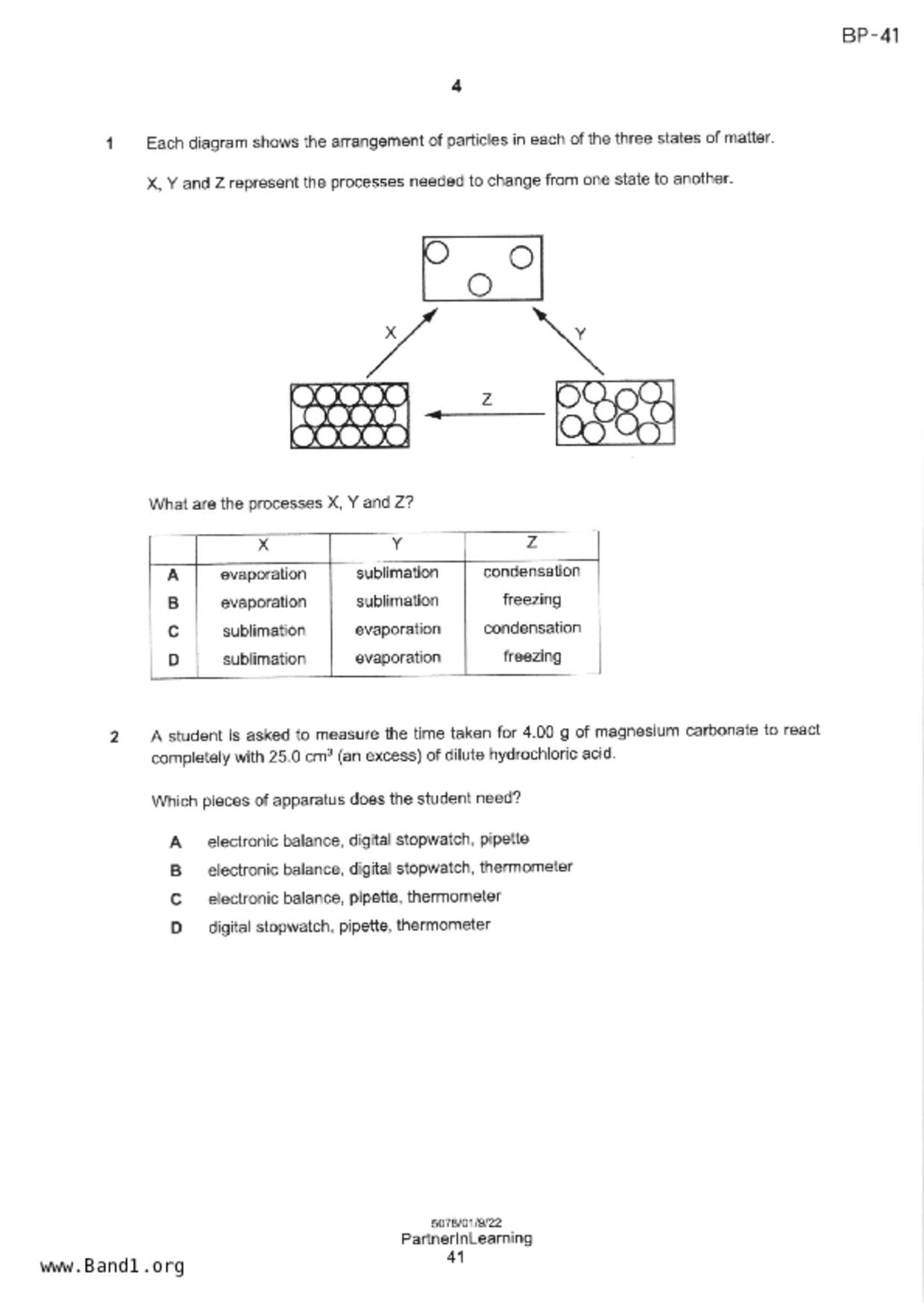 S5Science Chemistry試卷