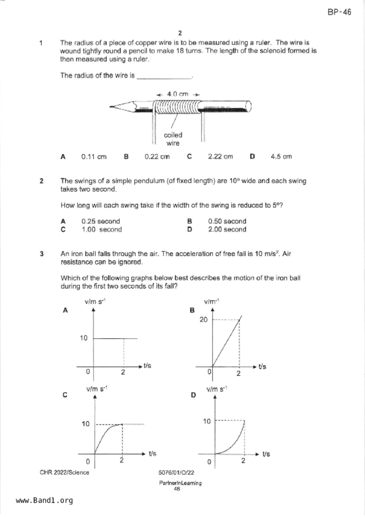 S5Science Physics試卷