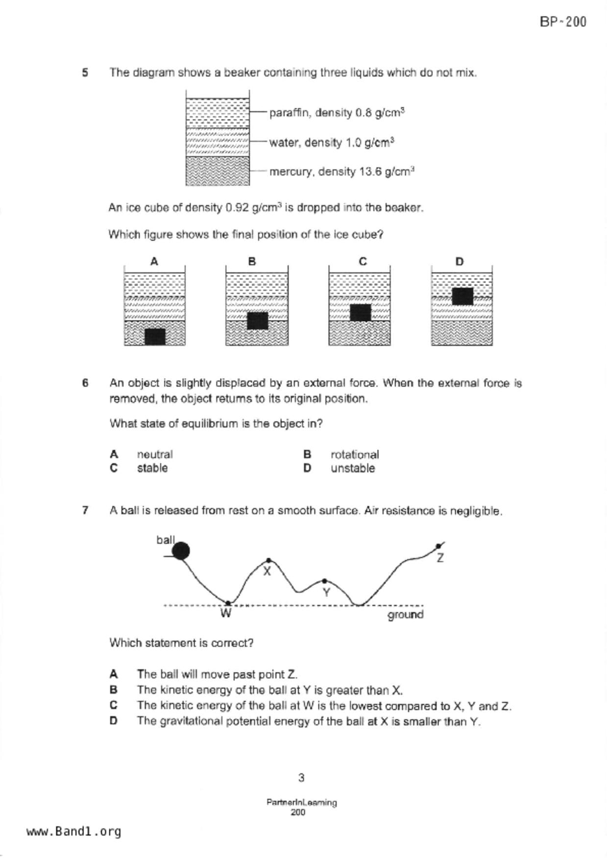 S5Science Physics試卷