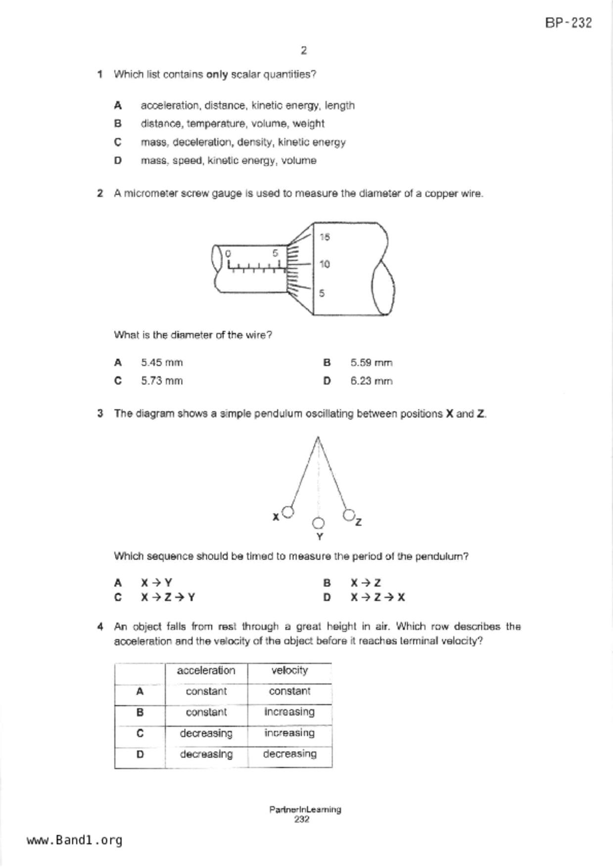 S5Science Physics試卷