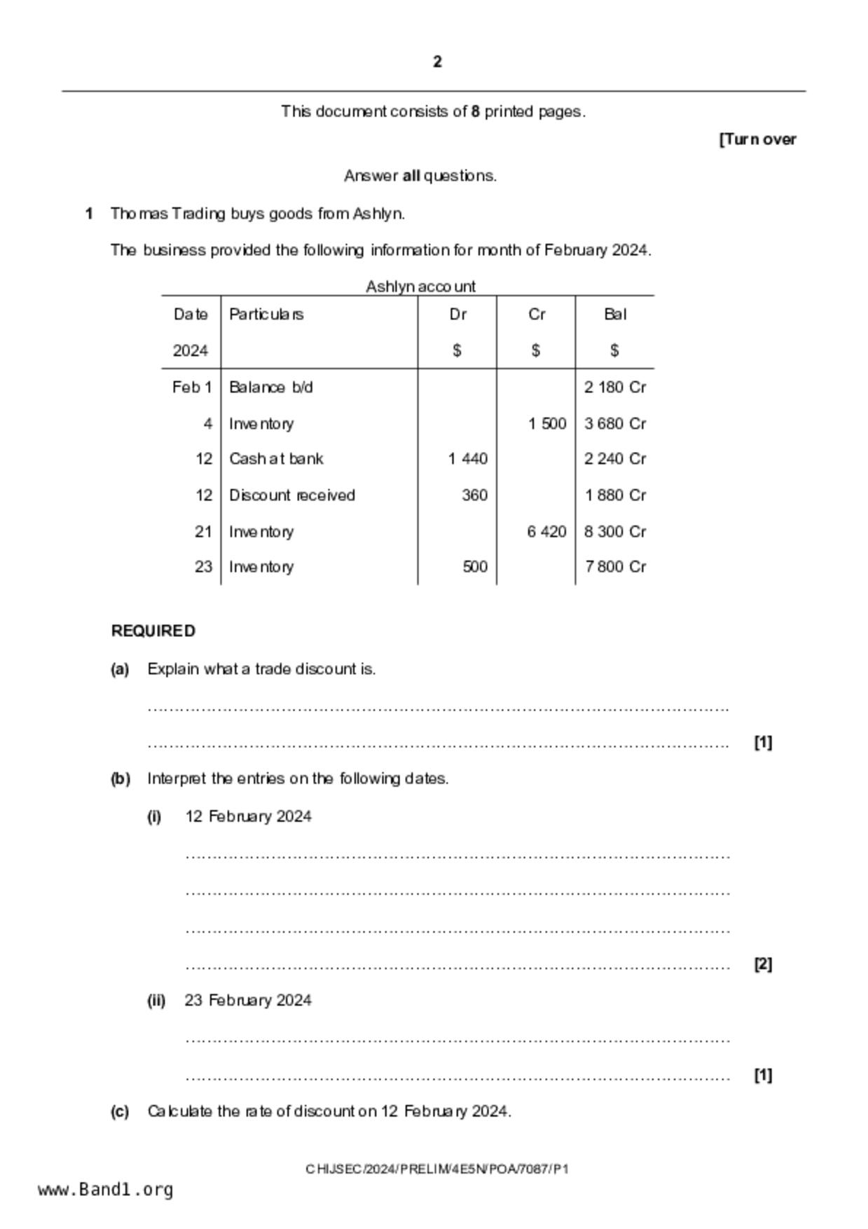 S5Principles of Accounts試卷