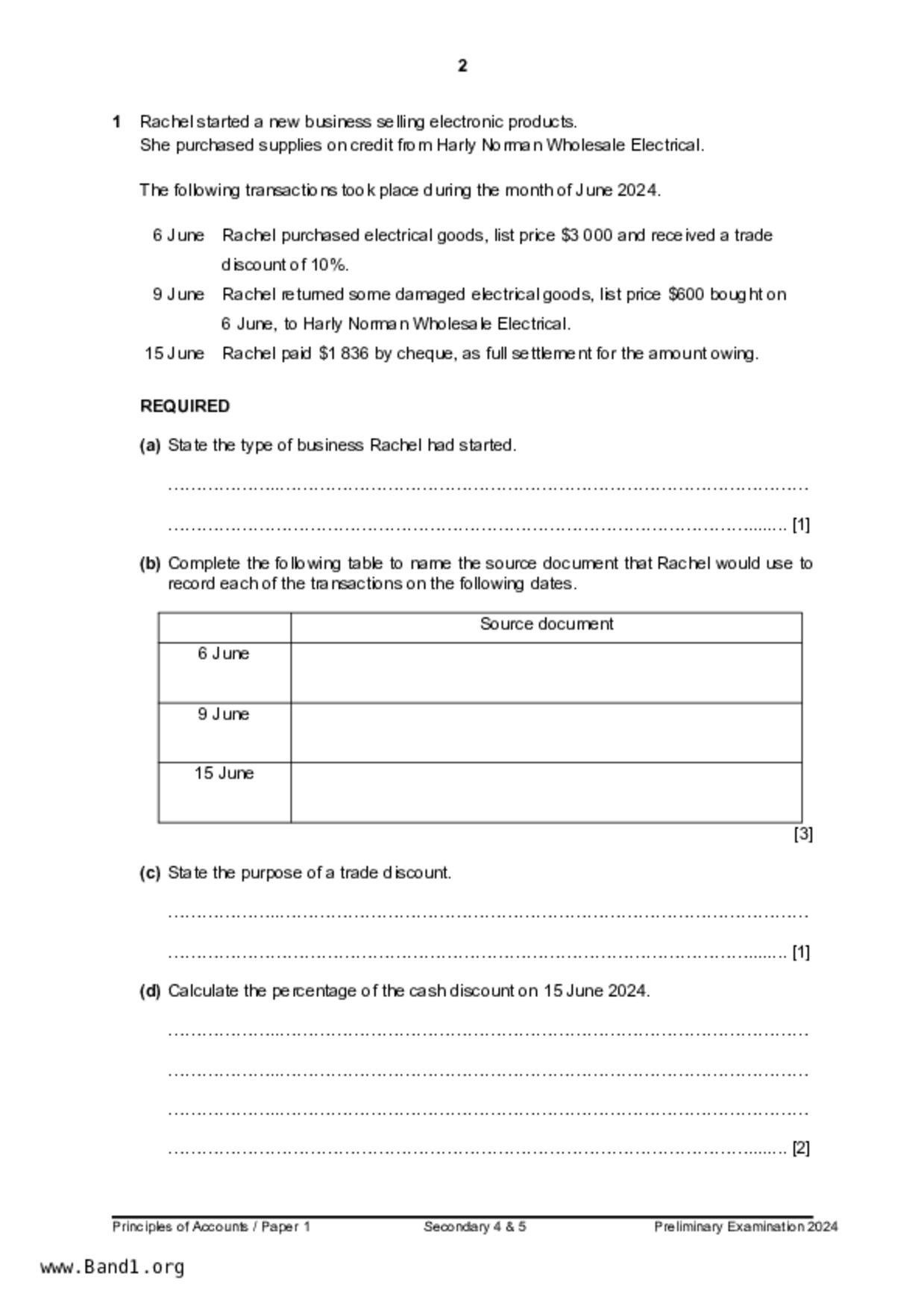 S5Principles of Accounts試卷