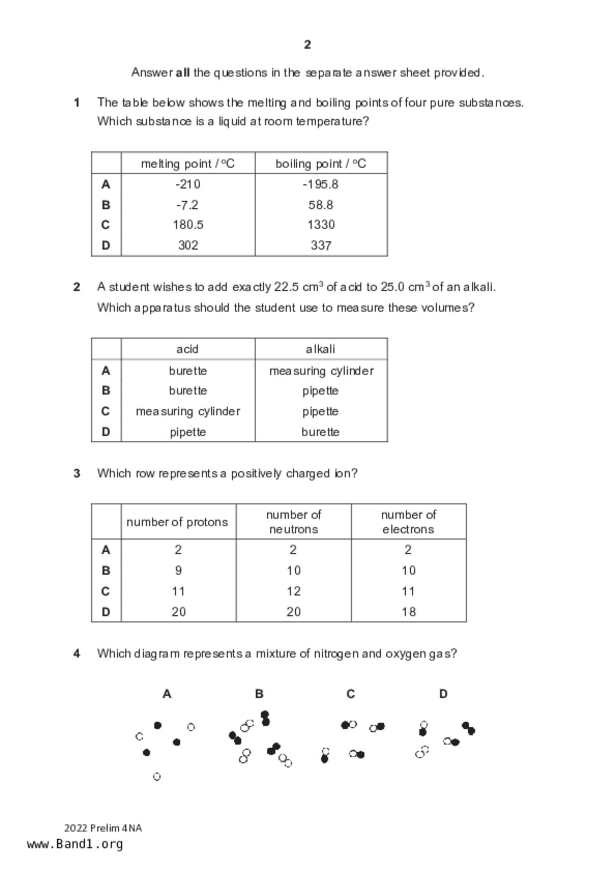 S4Science Chemistry試卷