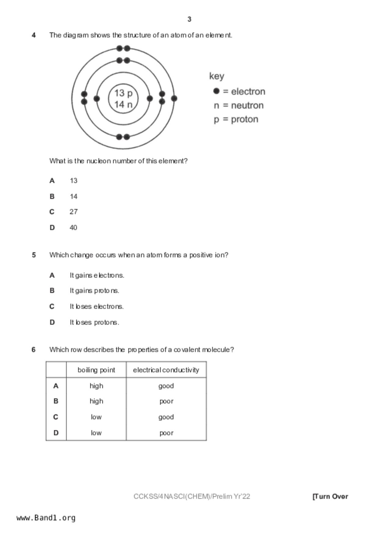 S4Science Chemistry試卷