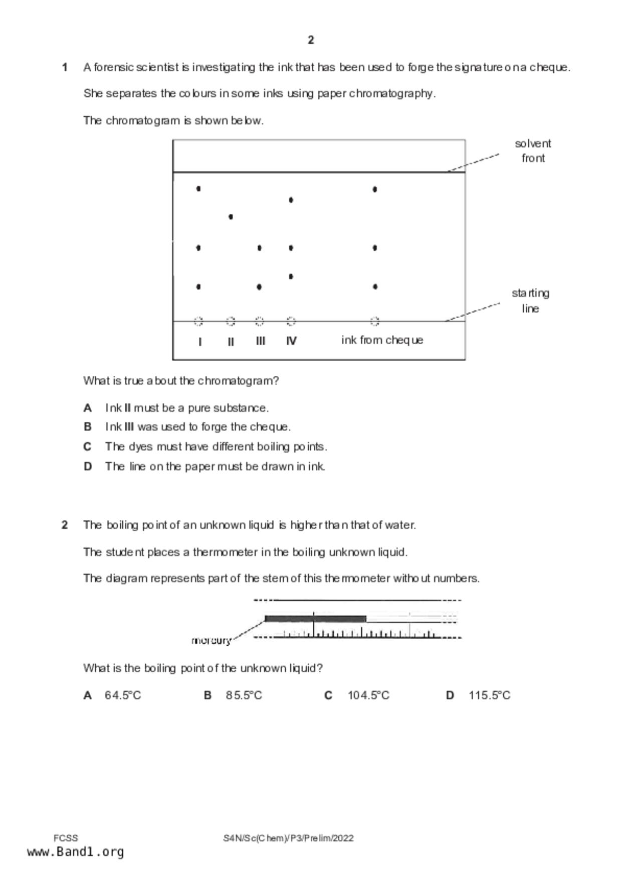 S4Science Chemistry試卷
