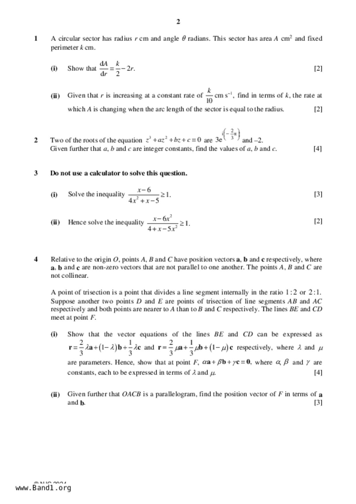 JC2Maths試卷